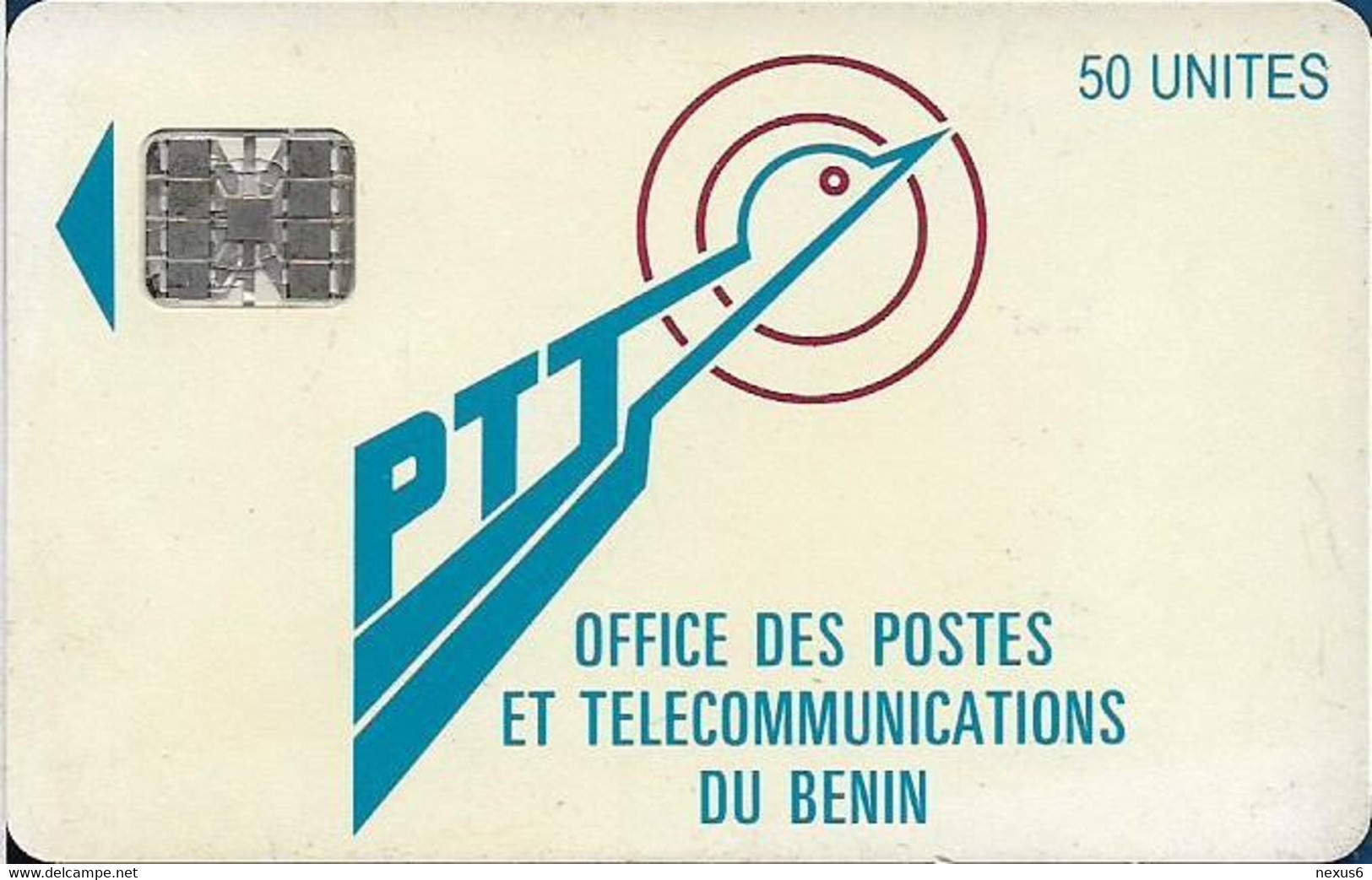 Benin - PTT (Chip) - Logo 50, Chip SC7 Afnor, Cn. C321xxxxx Red, 50Units, Used - Benin