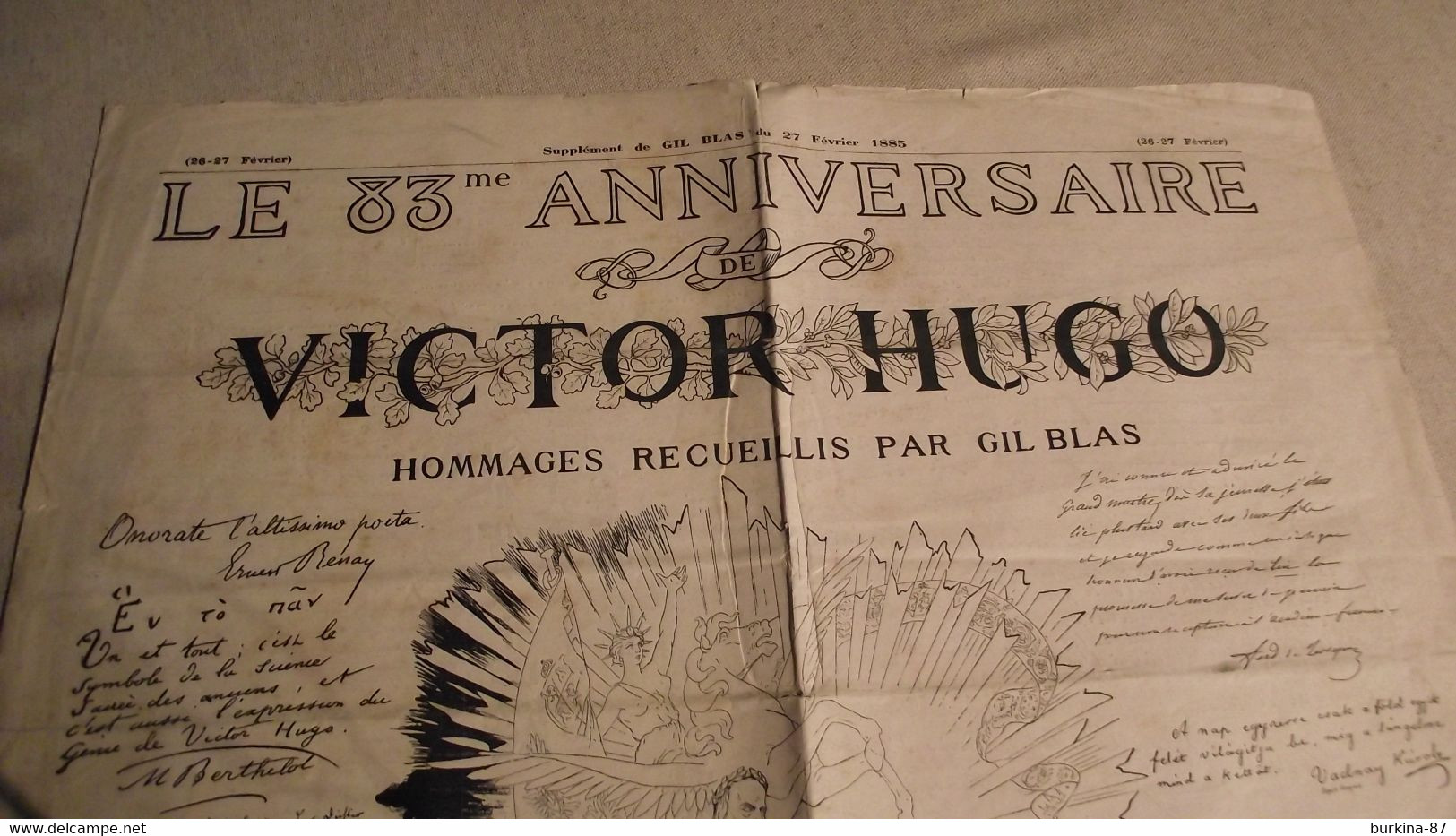 GIL BLAS, FEV 1885, EXCEPTIONEL, Le 83 Anniversaire De VICTOR HUGO, Journal - 1850 - 1899