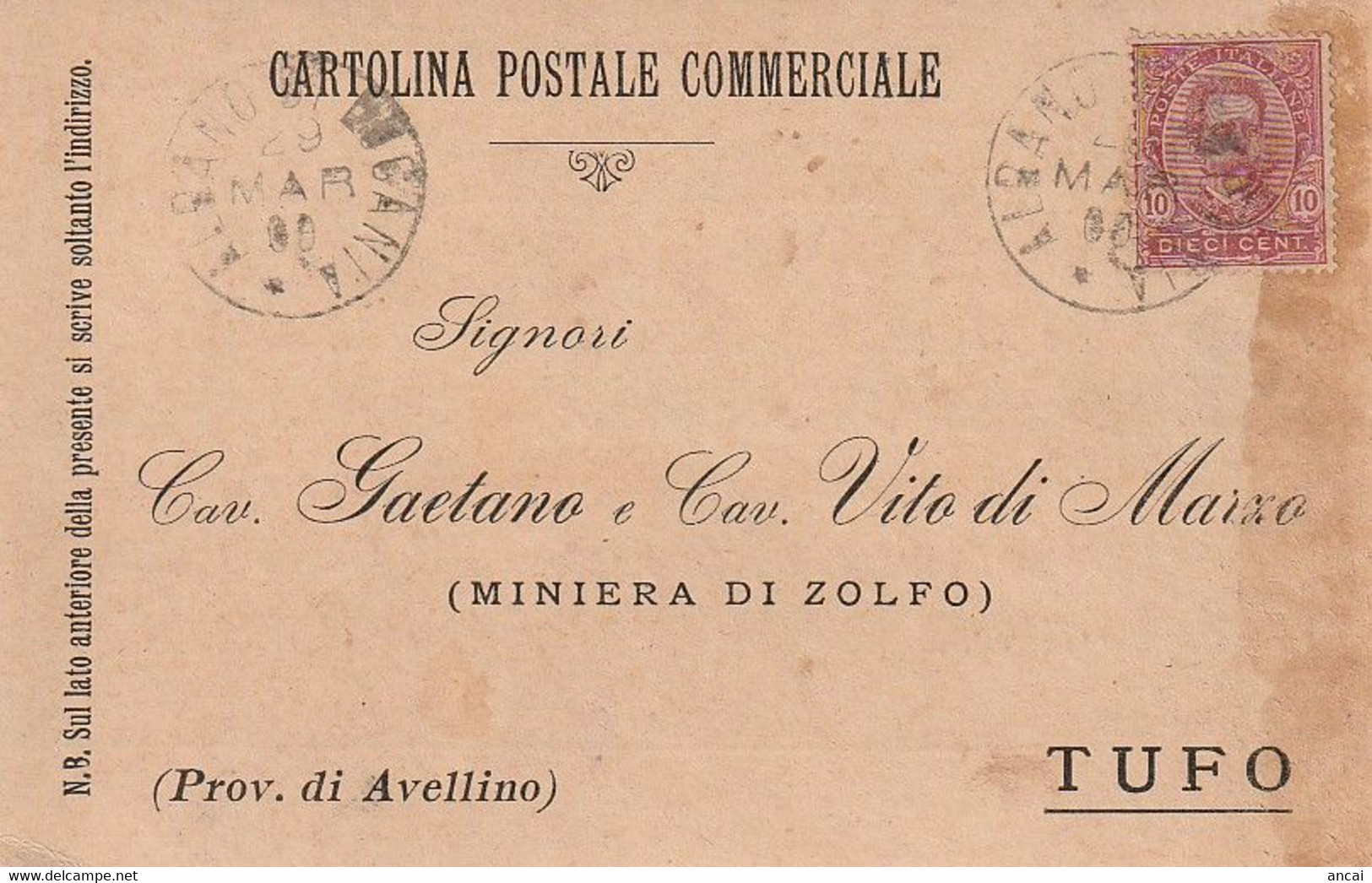 A31. Albano Di Lucania. 1900. Annullo Grande Cerchio ALBANO DI LUCANIA, Su Cartolina Postale Commerciale - Autres & Non Classés