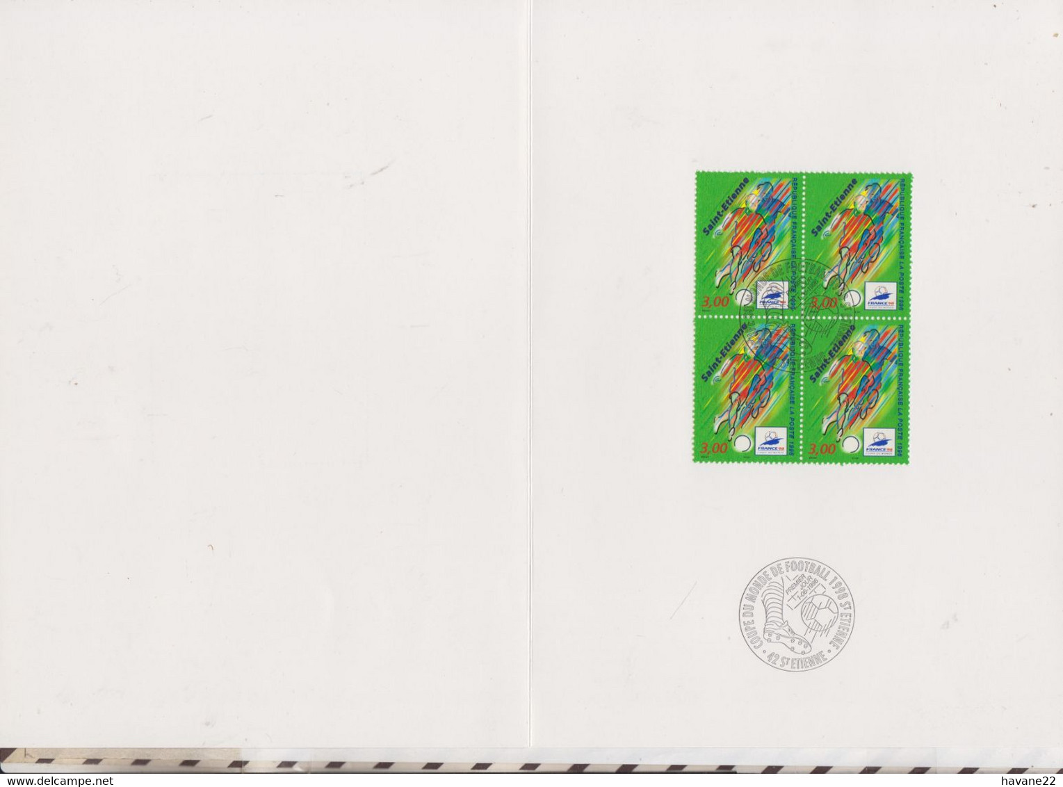 20/544 Encart Fdc 1/06/96 XVI Coupe Du Monde De Football France 98,ST ETIENNE - Andere & Zonder Classificatie