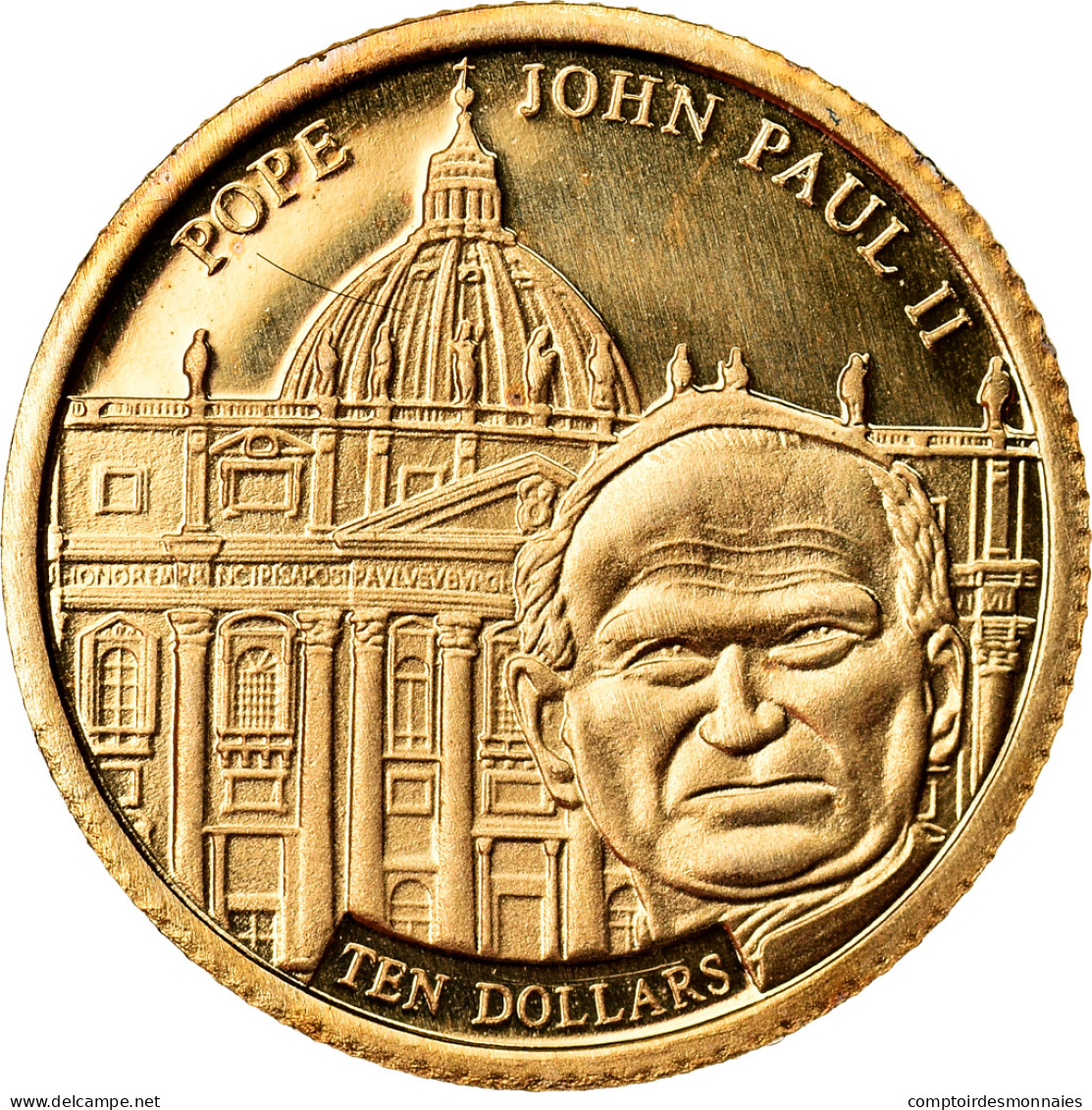 Monnaie, Liberia, Jean-Paul II, 10 Dollars, 2003, FDC, Or - Liberia