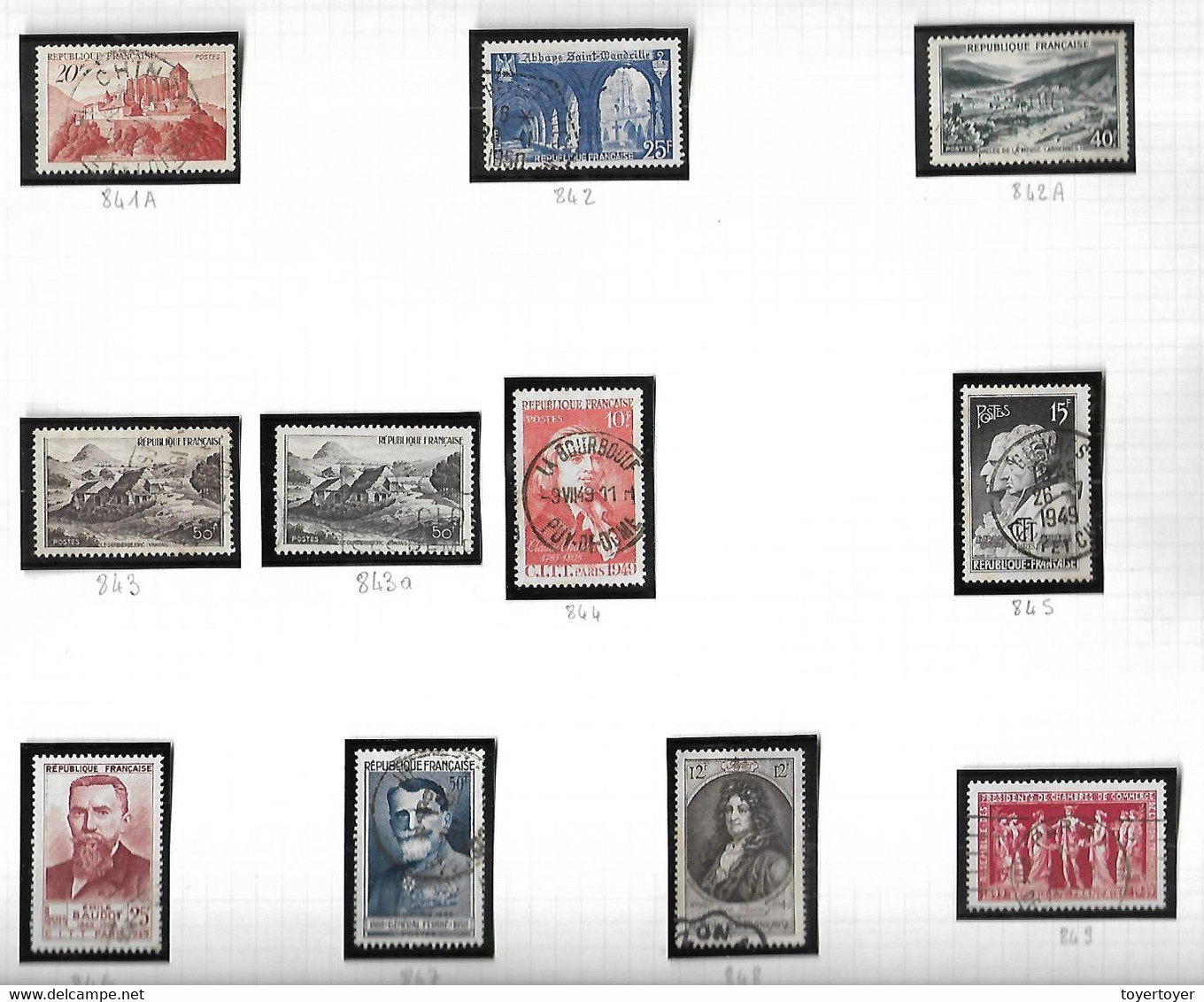 Fg257  France Lot De Timbres De 1949 Du N°841A à 849 Oblitérés - Gebraucht