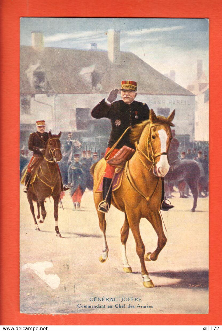 LOB1-16 Commandant En Chef Des Armées, Général Joffre à Cheval.Marque Visible. Circulé 1915 - Patriotiques