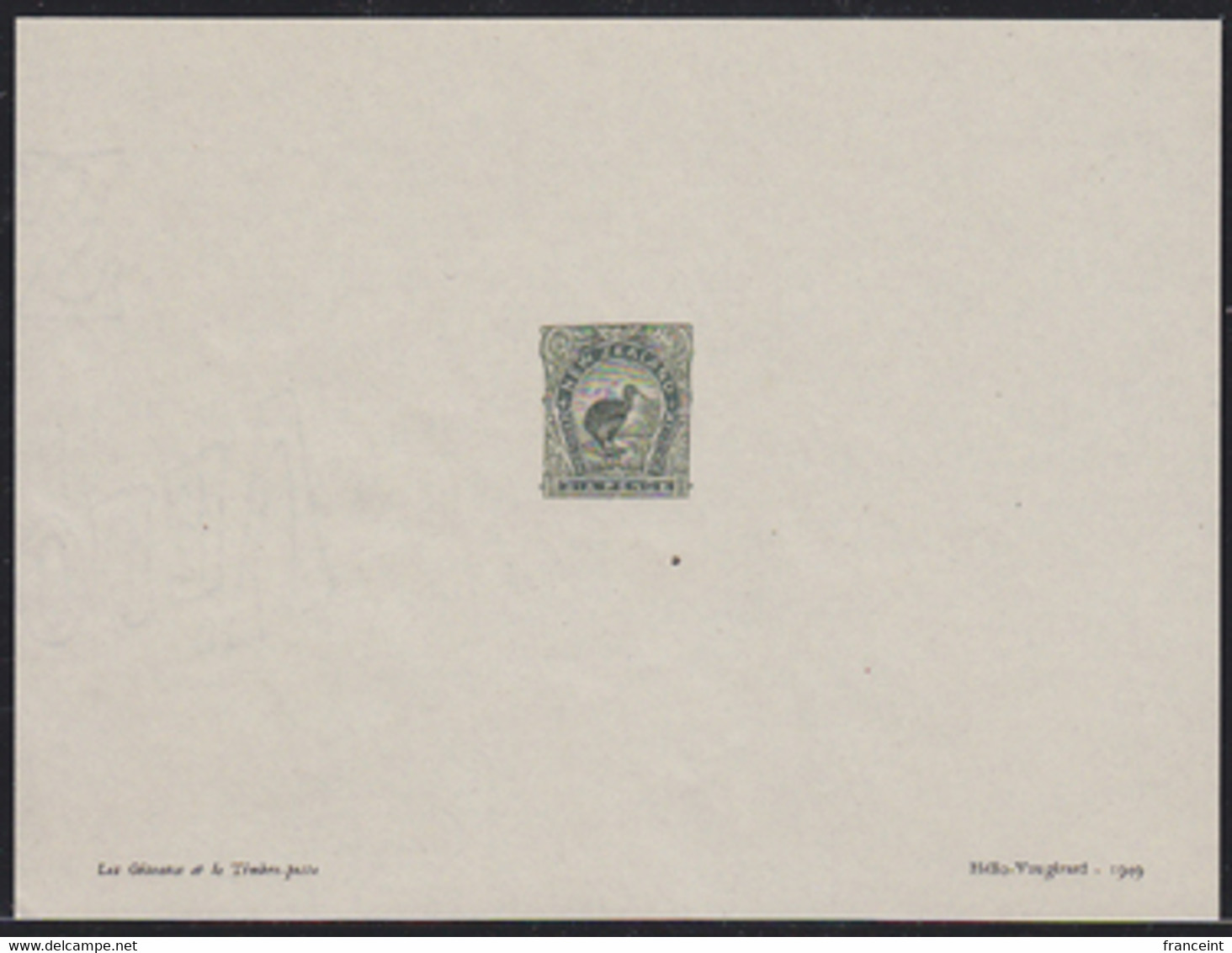 NEW ZEALAND (1898) Kiwi. Presentation Proof Printed By Helio-Vaugirard In 1949. Scott No 78, Yvert No 77. - Variétés Et Curiosités