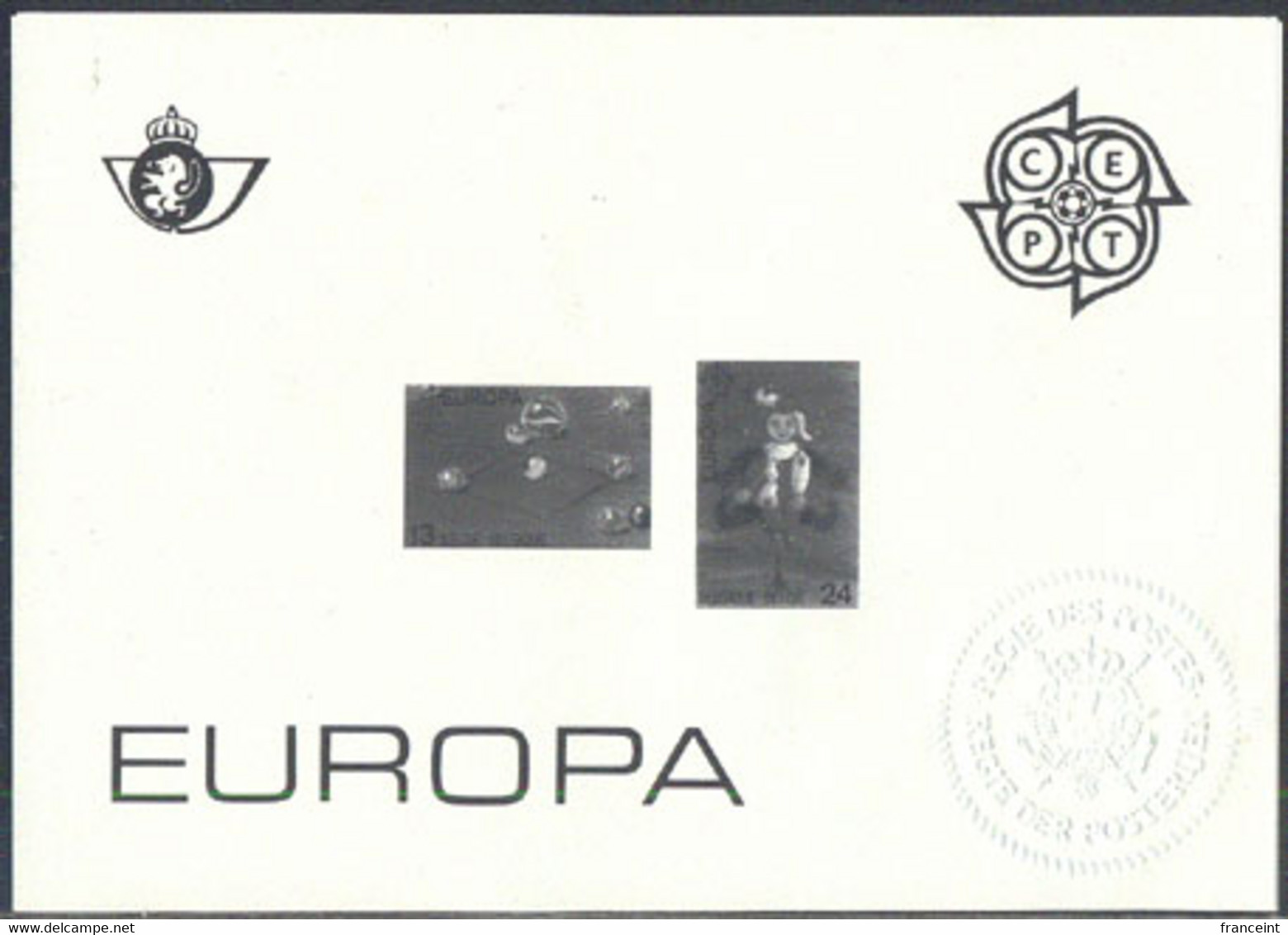 BELGIUM (1989) Marbles. Jumping Jack. Monochrome Compound Proof Sheet With Ministerial Seal. Scott Nos 1312-3 - Proeven & Herdruk