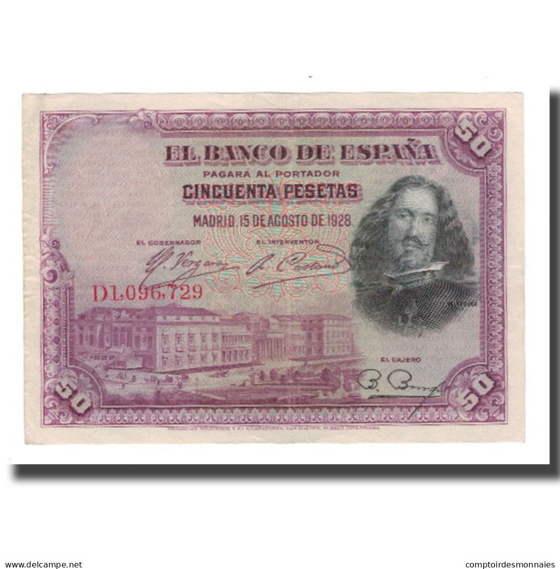 Billet, Espagne, 50 Pesetas, 1928, 1928-08-15, KM:75b, TTB - 50 Peseten