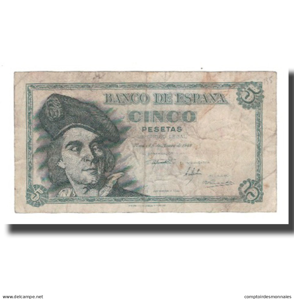 Billet, Espagne, 5 Pesetas, 1948, 1948-03-05, KM:136a, TB - 5 Pesetas