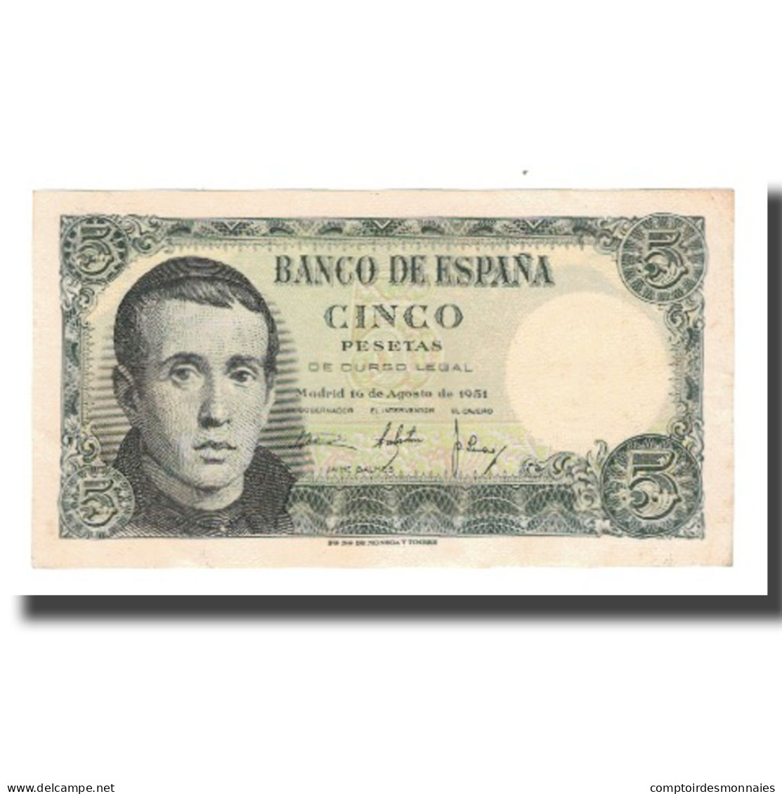 Billet, Espagne, 5 Pesetas, 1951, 1951-08-16, KM:140a, SUP - 5 Pesetas