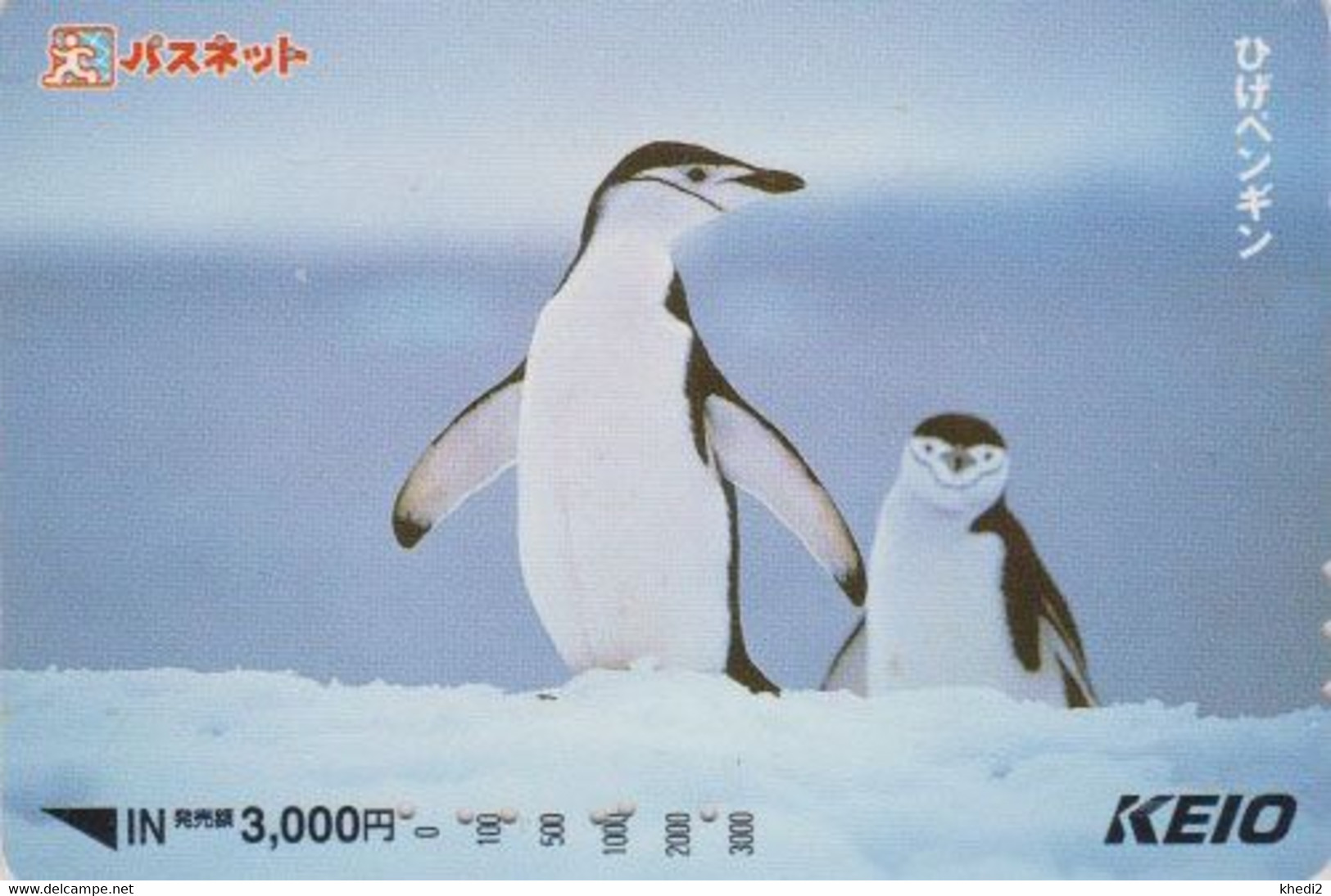 Carte Prépayée JAPON - ANIMAL -  MANCHOT à Jugulaire & Petit - CHINSTRAP PENGUIN BIRD JAPAN Prepaid Keio Card BE 5313 - Pingueinos