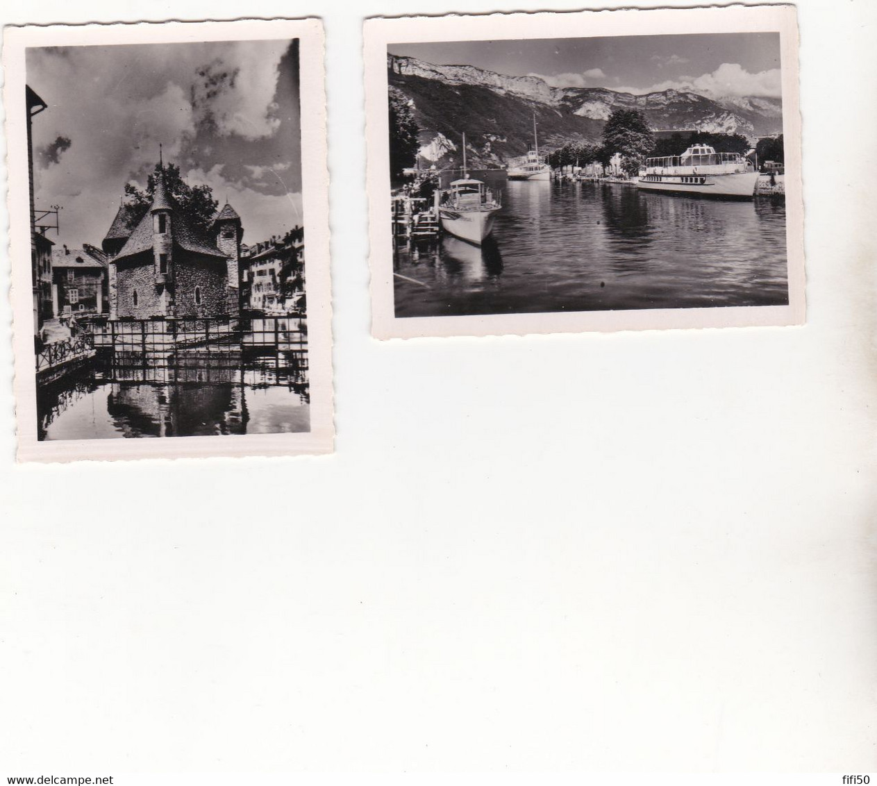 2 Reproductions Photographiques Annecy Le Port & Le Palais De L'Isle - Schiffe