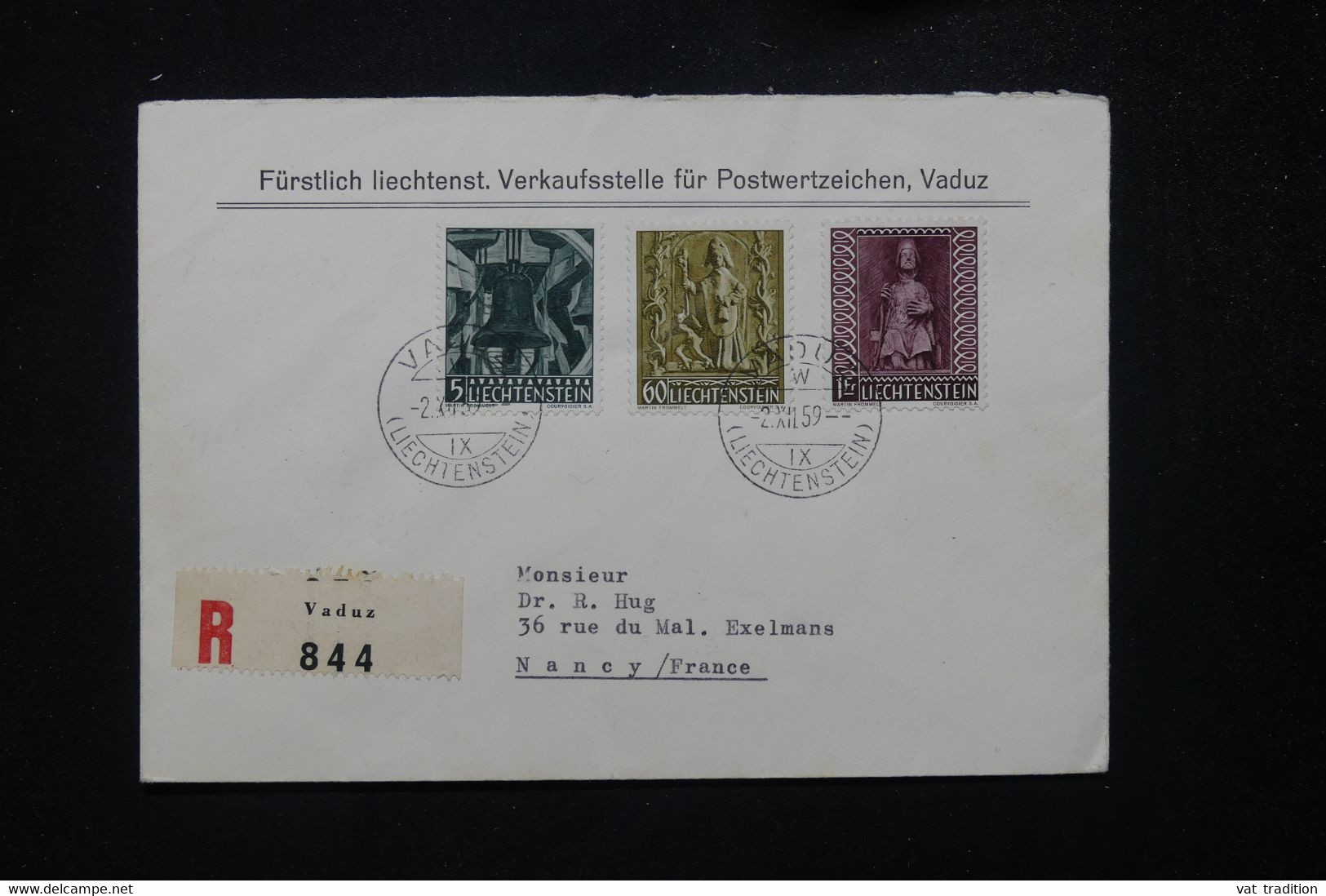 LIECHTENSTEIN - Enveloppe En Recommandé De Vaduz Pour La France En 1959 - L 81556 - Cartas & Documentos