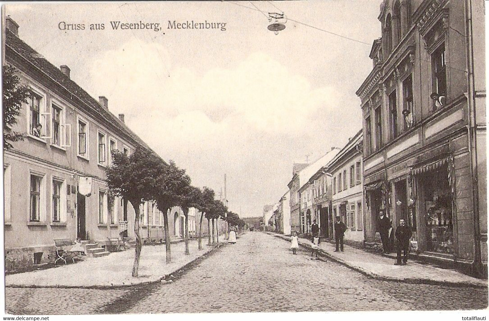 WESENBERG Mecklenburg Strassenansicht Belebt Geschäfte MAGGI Schild 20.7.1918 Gelaufen - Röbel