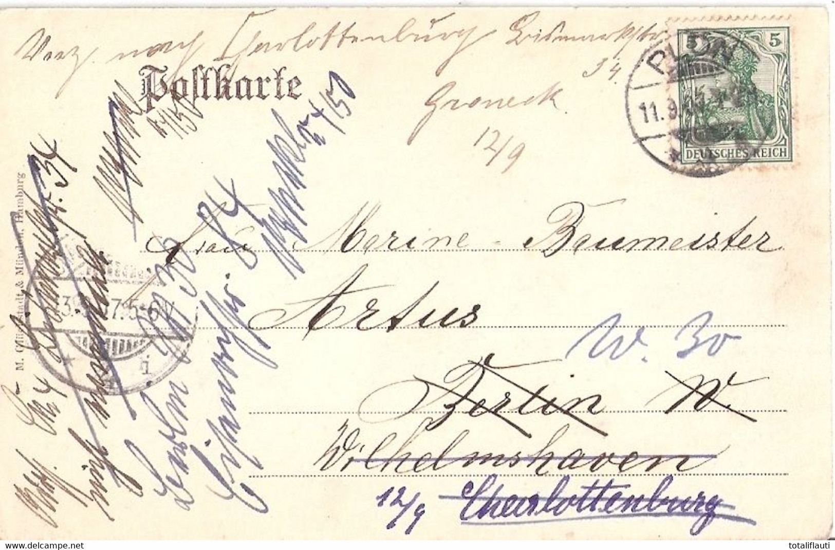 PLOEN Schleswig Holstein Plön Prinzenhaus Pferdekutsche 11.9.1907 Mehrmals Weitergeleitet - Ploen
