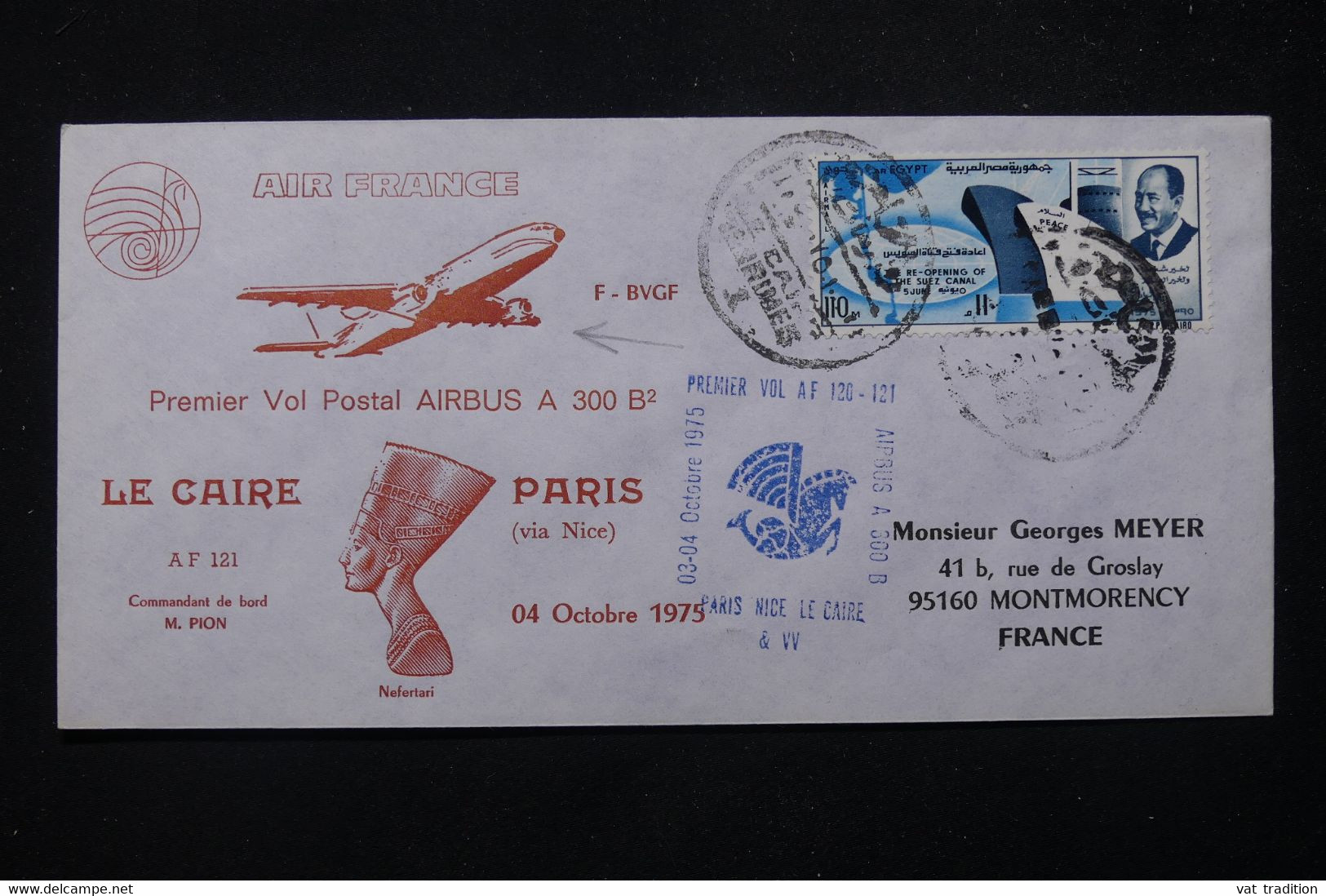 EGYPTE - Enveloppe 1er Vol Le Caire / Paris Par Airbus A 300B EN 1975 - L 81641 - Storia Postale