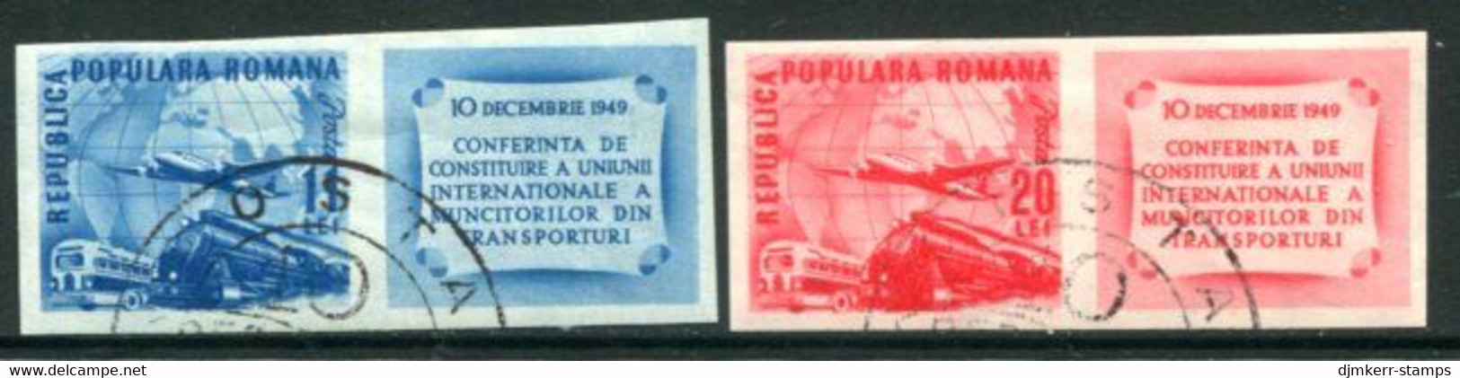 ROMANIA 1949 Transport Workers' Union Imperforate Used.  Michel 1193-94B - Usati