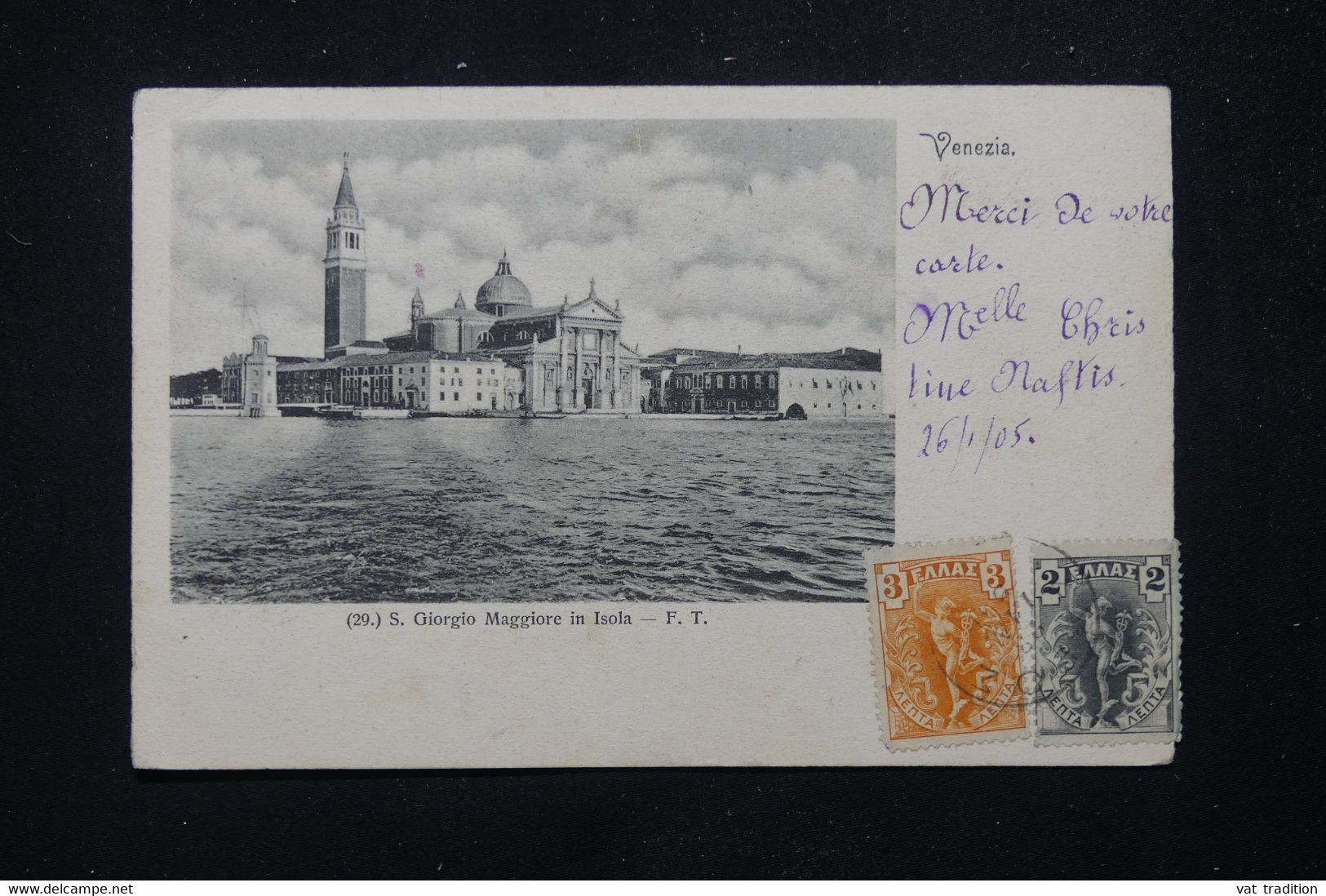 GRECE - Affranchissement Mercures Sur Carte Postale De Venise En 1905 Pour La France - L 81680 - Lettres & Documents