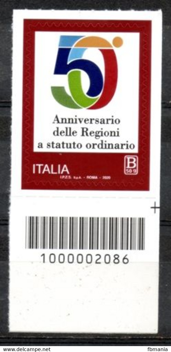 Italia 2020 - Statuto Ordinario Delle Regioni Codice A Barre MNH ** - Code-barres