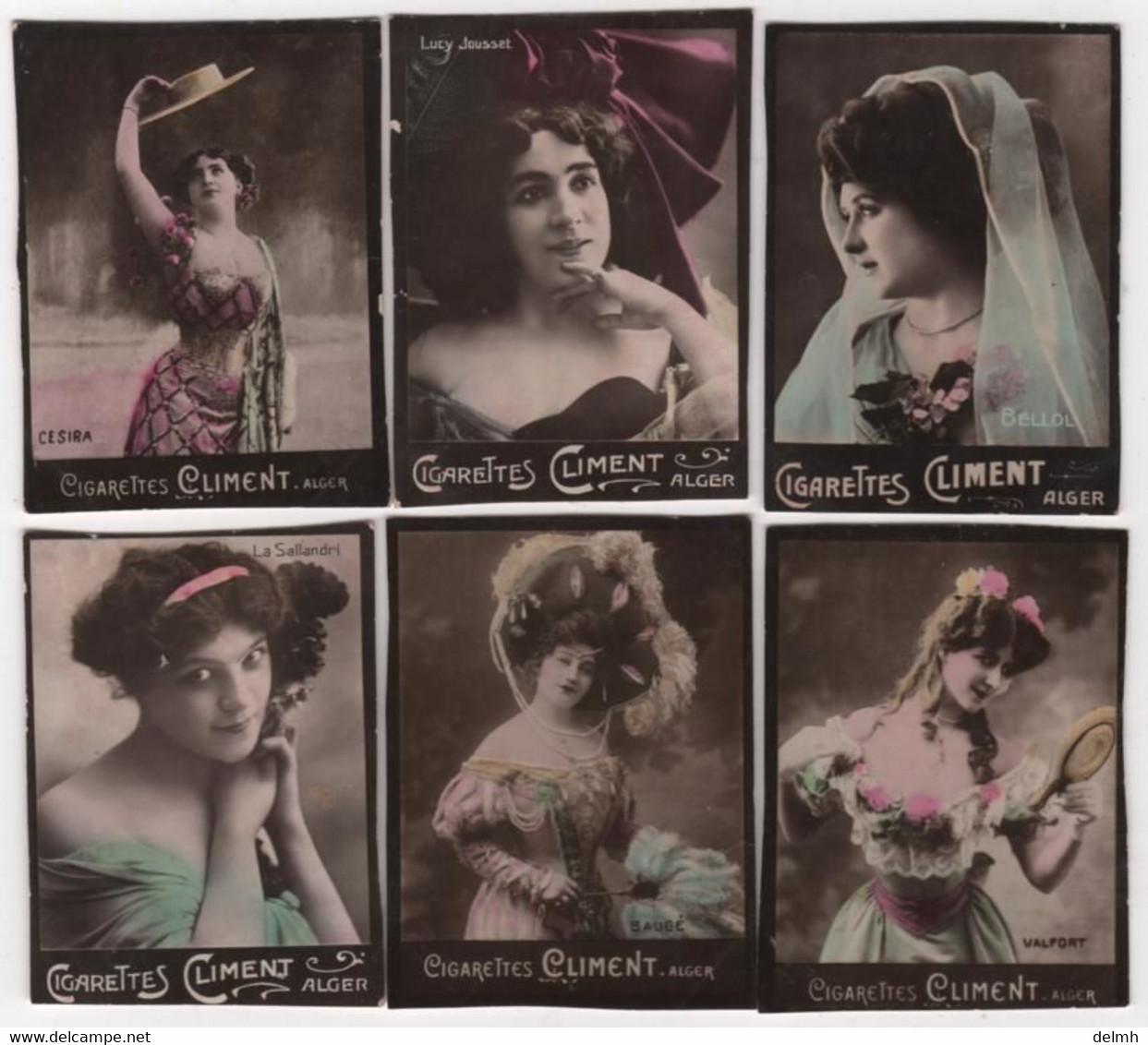 CARTES CIGARETTES CLIMENT ALGER Lot De 6 Artiste CESIRA Lucy JOUSSET BELLOL La SALLANDRI BAUGE VALFORT - Climent