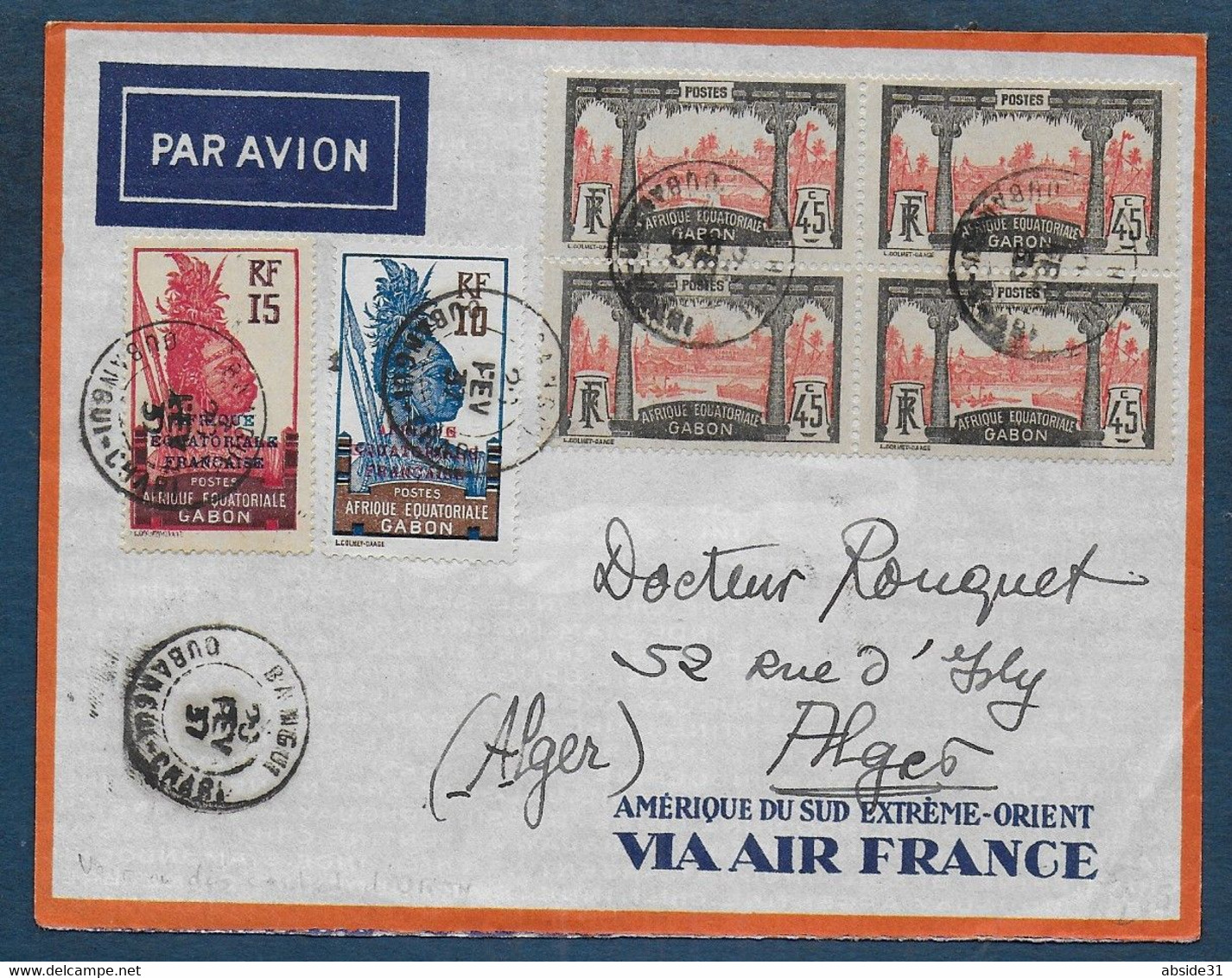 Oubangui  -  Enveloppe Par Avion  De BANGUI   Pour Alger - Lettres & Documents