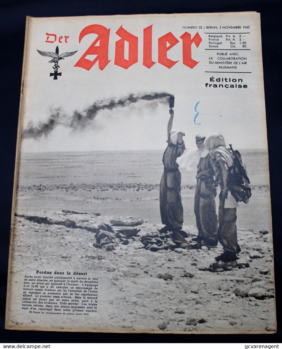 DER ADLER  NUMERO 22 BERLIN   3 NOVEMBRE  1942  - TRES BON ETAT  - PRACHTIGE STAAT  32 SEITEN  / 32 BLZ      2 SCANS - 1939-45