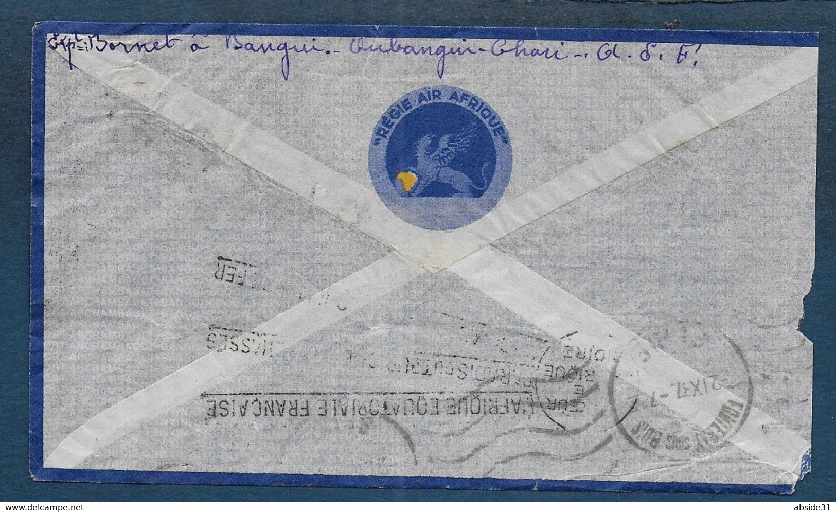 Oubangui  -  Enveloppe  Par Avion  De BANGUI   Pour La France - Lettres & Documents