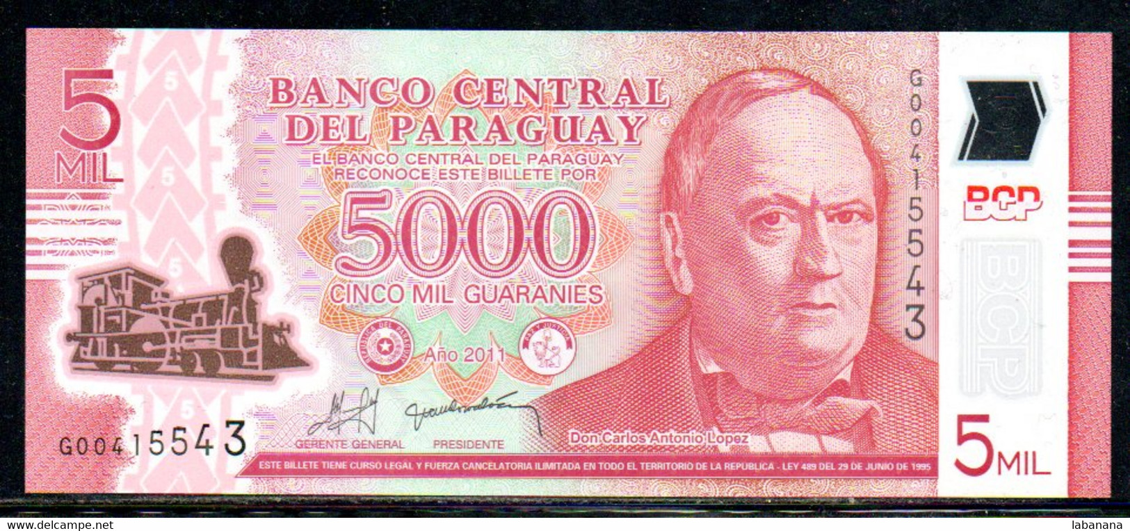 570-Paraguay Billet De 5000 Guaranies 2011 G004 Neuf - Paraguay