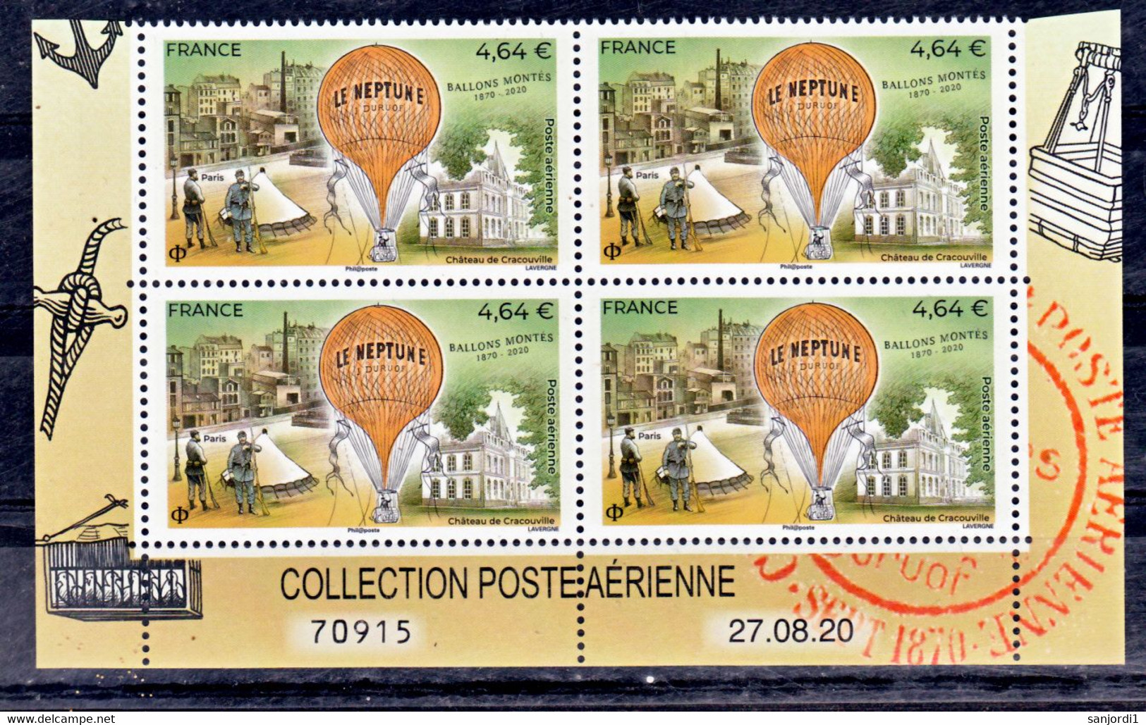 France Pa 84 Ballon Monté Le Nept  2020 Coin Daté (feuille De 10) Neuf ** TB MNH Sin Charnela - Airmail