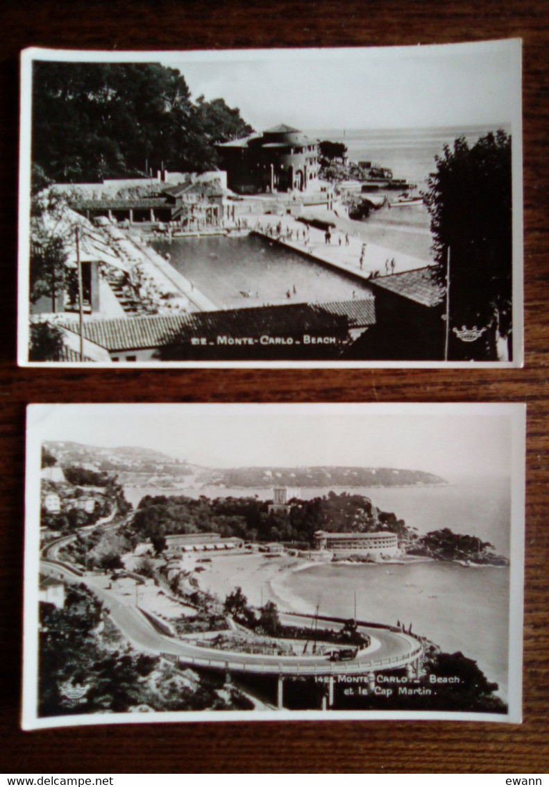 Lot De 4 Cartes Postales Anciennes - Monte-Carlo-Beach - Piscine, Tennis... - Collections & Lots