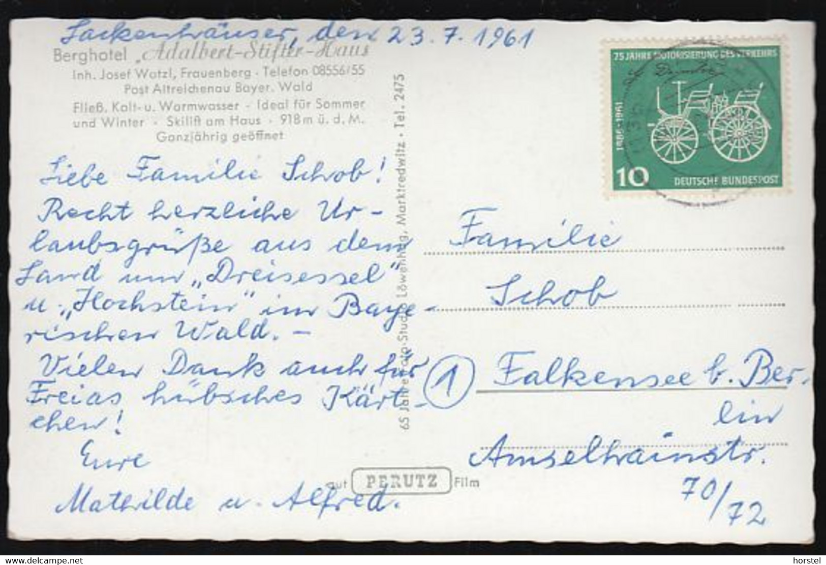 D-94089 Neureichenau - Altreichenau - Berghotel Adalbert-Stifter-Haus - Nice Stamp - Freyung