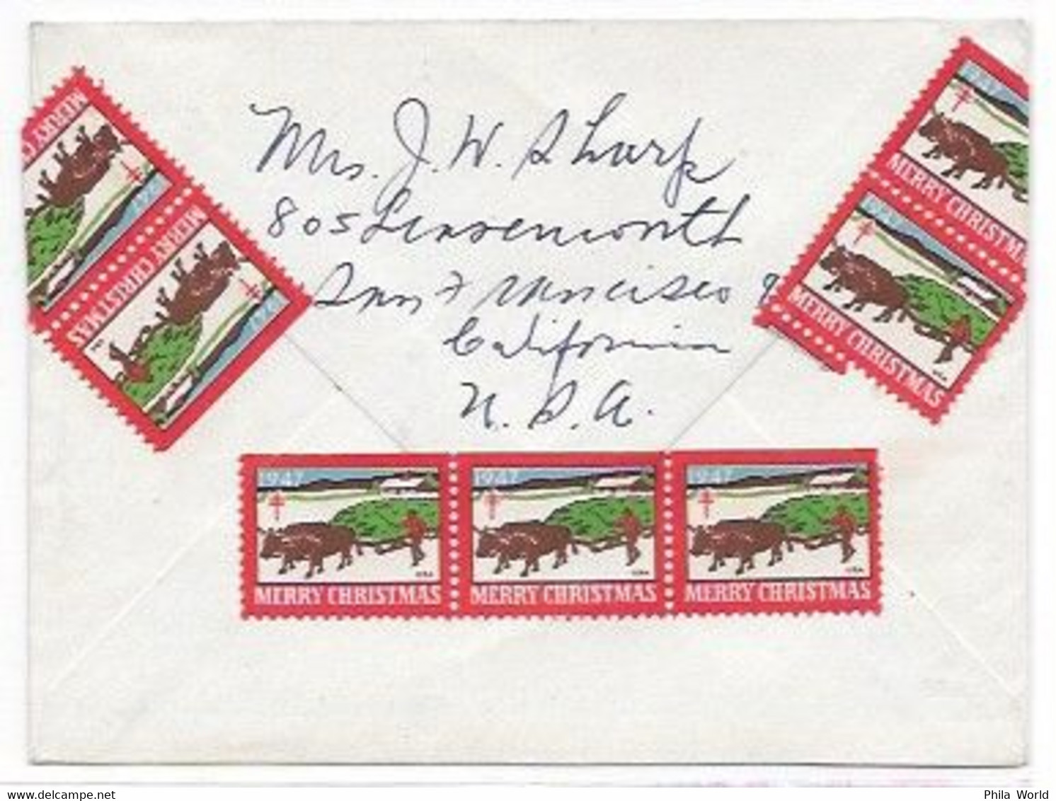 AMERICAN AIRLINES - 1947 US Air Mail Cover To HOLLAND + Tomorrow's Mail Today LABEL Of The Company + MERRY CHRISTMAS - Flugzeuge