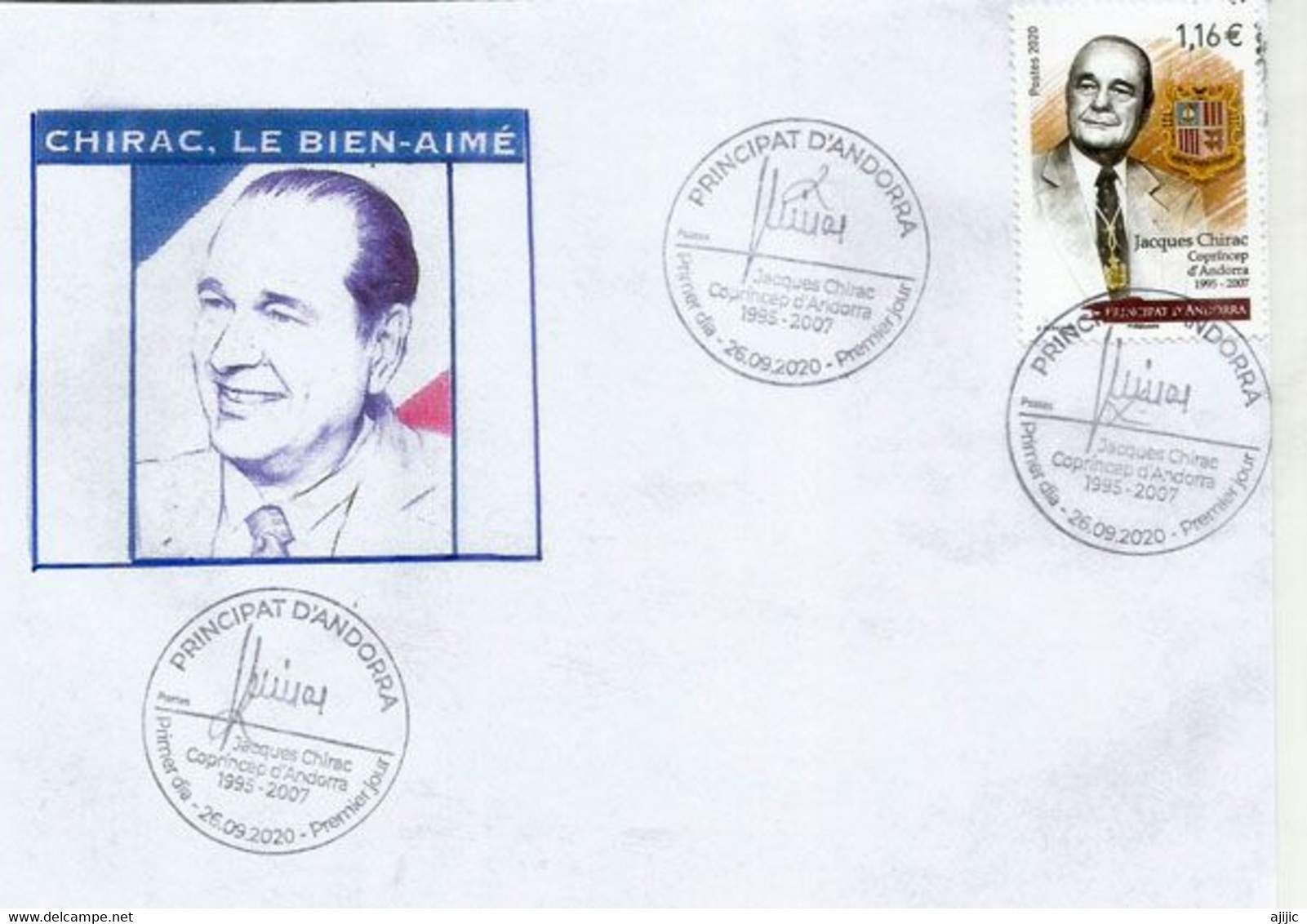 Homenaje A Jacques Chirac, Presidente Y Copríncipe De Andorra. Año 2020 FDC  / SPD - Covers & Documents