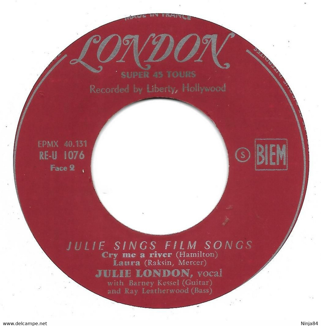 EP 45 RPM (7") Julie London   "  Julie Sings Film Songs  " - Jazz