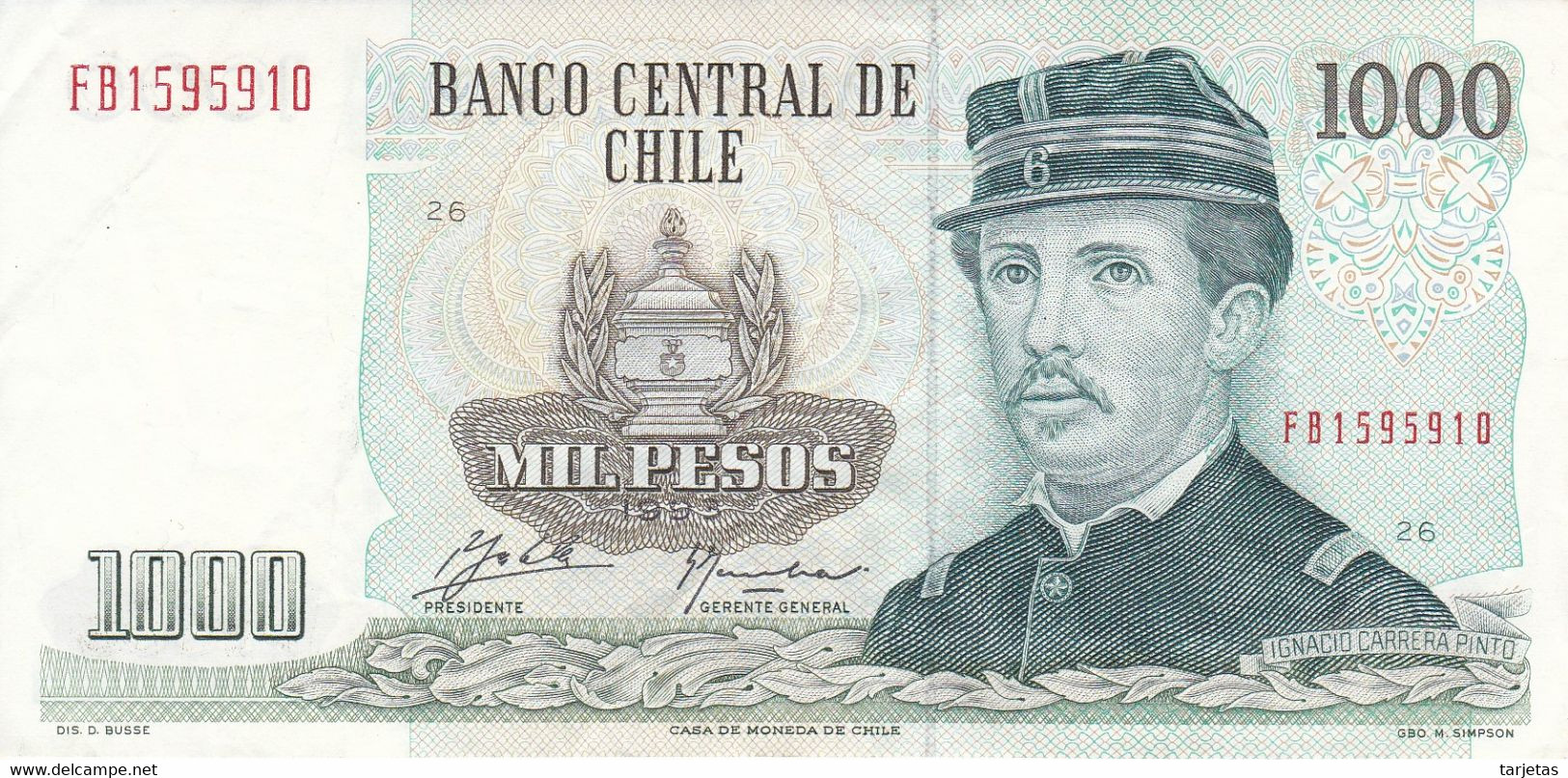 BILLETE DE CHILE DE 1000 PESOS DEL AÑO 1993  (BANK NOTE) - Chili