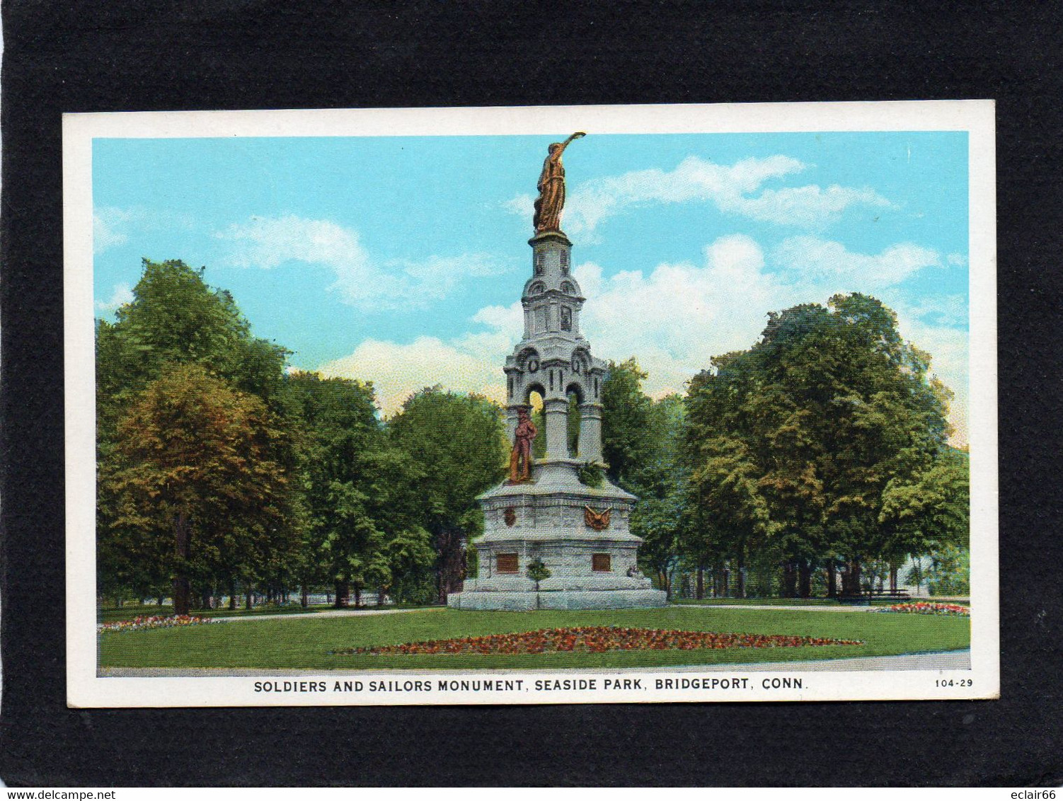 Bridgeport Conn Soldiers And Sailors Monument  Seaside Park  CPA  104-29 - Bridgeport