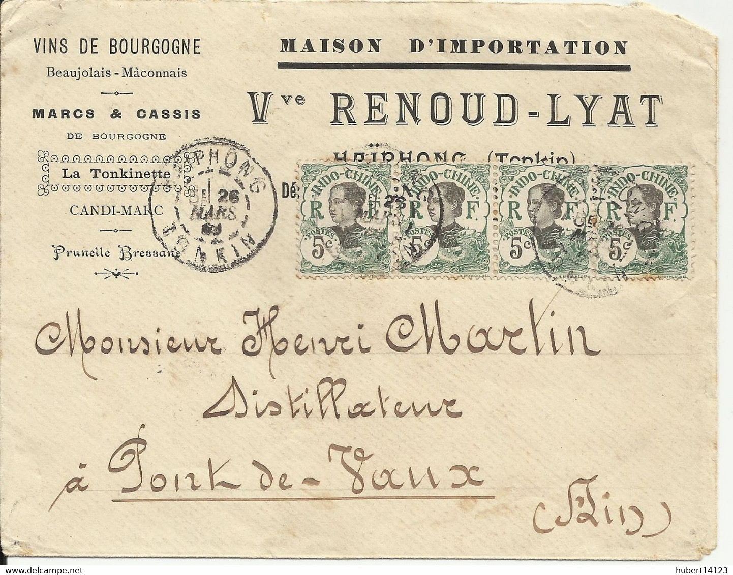 Indochine Lettre De HAIPHONG De 1909 Pour La France Avec 4 N° 44 - Brieven En Documenten