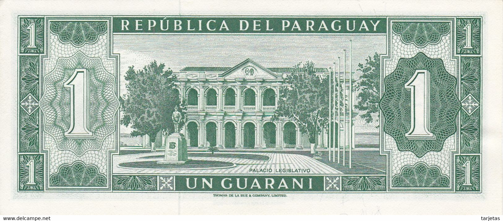 BILLETE DE PARAGUAY DE 1 GUARANI DEL AÑO 1952  (BANKNOTE) SIN CIRCULAR-UNCIRCULATED - Paraguay
