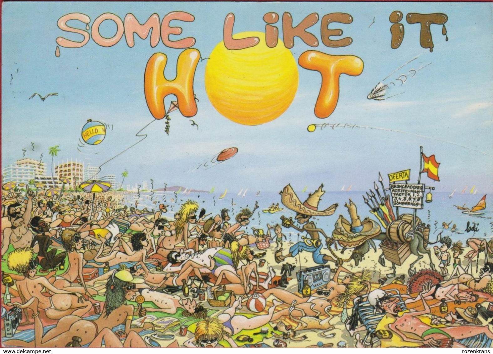 SOME LIKE IT HOT Beach Cartoon Humor Humour Illustrator Illustrateur John Lodi Naked Lady Girl Fille Seins Nus - Humour