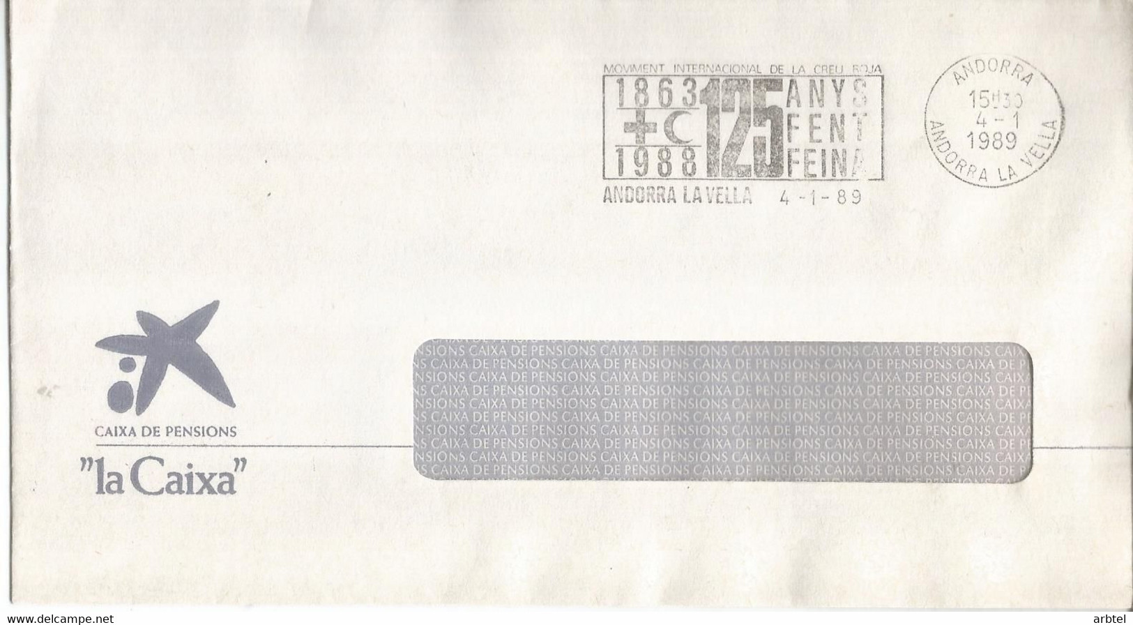 ANDORRA  CORREO FRANCES CC FRANQUICIA INTERIOR 1989 Cruz Roja Red Cross - Lettres & Documents