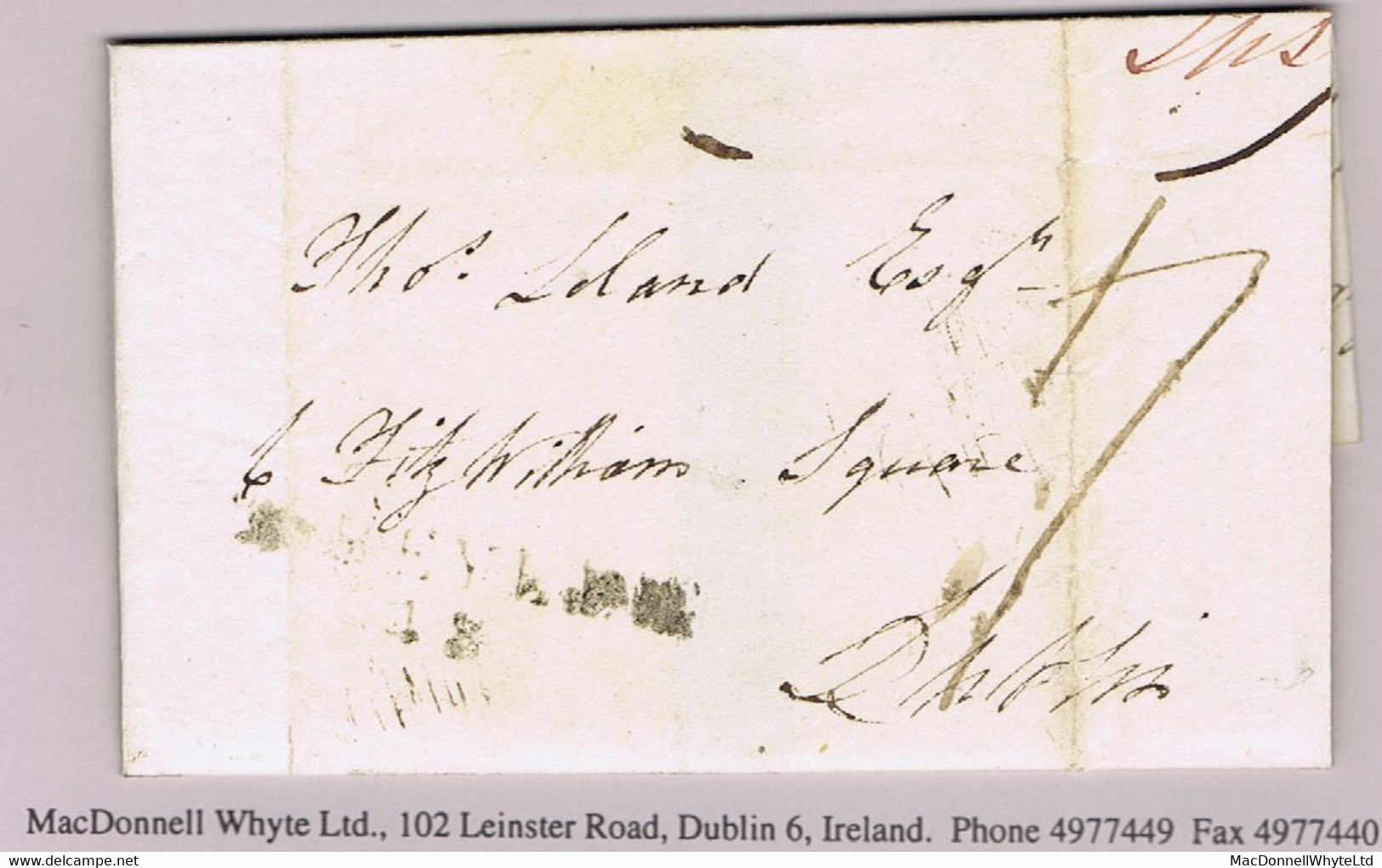 Ireland Laois 1820 Letter Sunbury To Dublin 2-line ABBEYLEIX 48 Town Mileage Mark Rated "7" Sevenpence - Prephilately