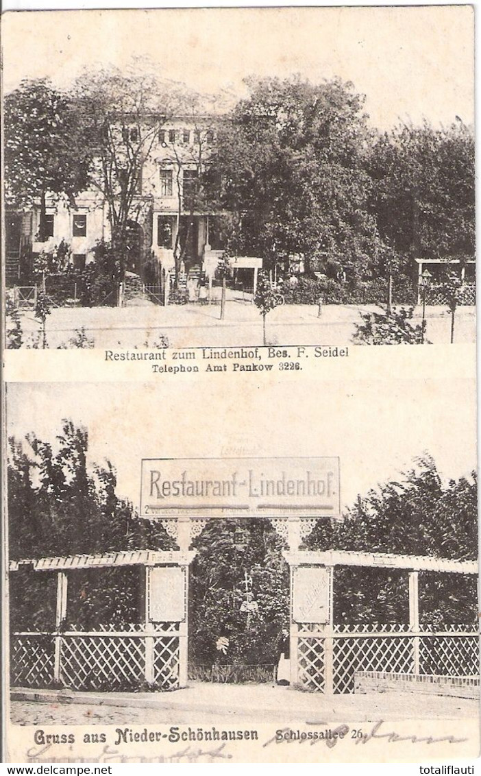 Gruß Aus BERLIN Nieder Schönhausen Restaurant Lindenhof Schloßallee 26 13.8.1911 Gelaufen - Hohenschoenhausen