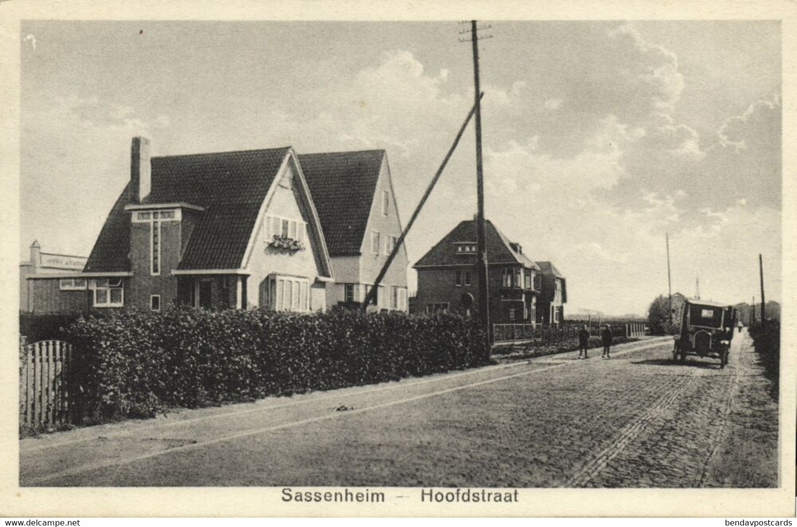 Nederland, SASSENHEIM, Hoofdstraat Met Auto (1910s) Ansichtkaart - Sassenheim