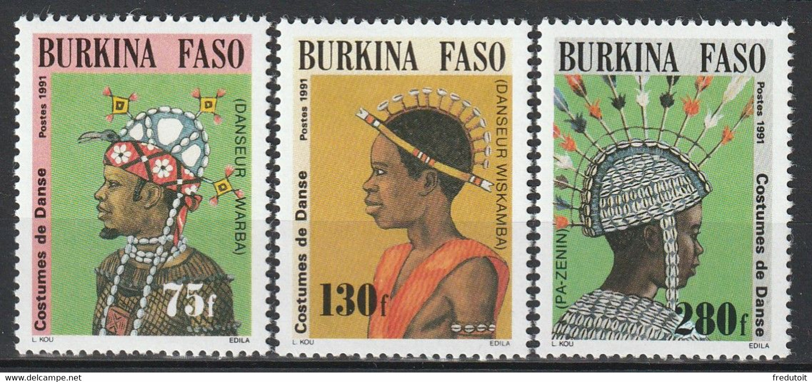 BURKINA FASO - N°843/5 ** (1991) Costumes - Burkina Faso (1984-...)