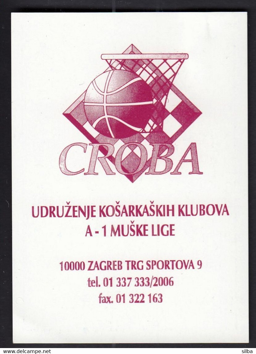 Croatia 1997 / CROBA, Association Of Basketball Clubs A-1 Men's League / Pocket Calendar - Habillement, Souvenirs & Autres