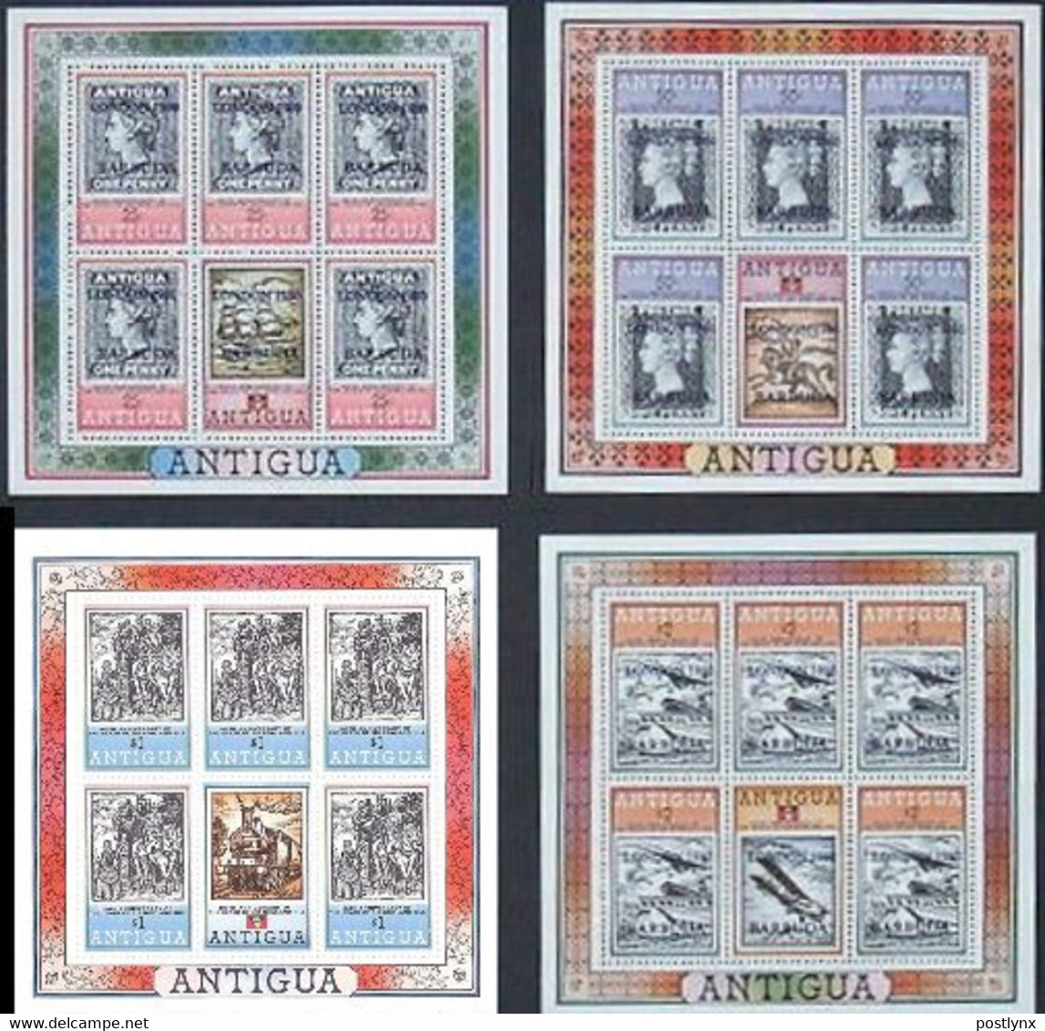 BARBUDA 1980 London Stamp Exhb. Rowland Hill Stamps On Stamps OVPT:BARBUDA Sheetlets:4 - Autres & Non Classés