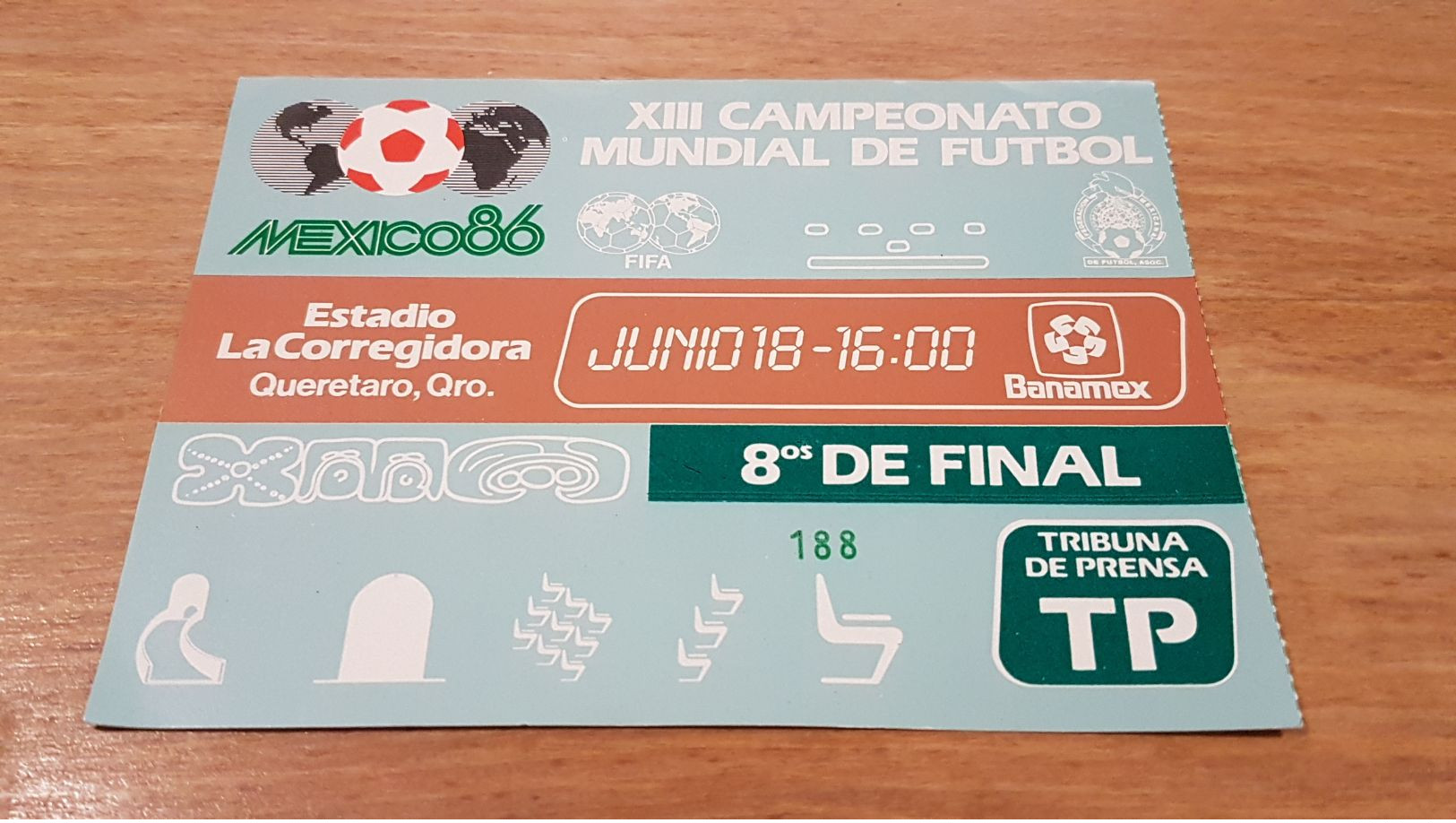 VERY RARE FOOTBALL TICKET WORLD CUP COUPE DU MONDE 1986 MEXICO ESPAGNE SPAIN - DANEMARK DENMARK QUERETARO - Tickets & Toegangskaarten