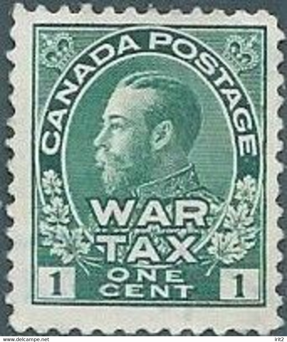 Canada -1915 King George V In Admiral's Uniform Overprinted "War Tax"-1C Green,MNH - Impôts De Guerre