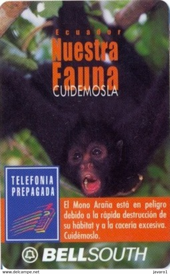 ECUADOR : BSP102C 100 SPIDER MONKEY 30 Days Blue Box USED - Ecuador