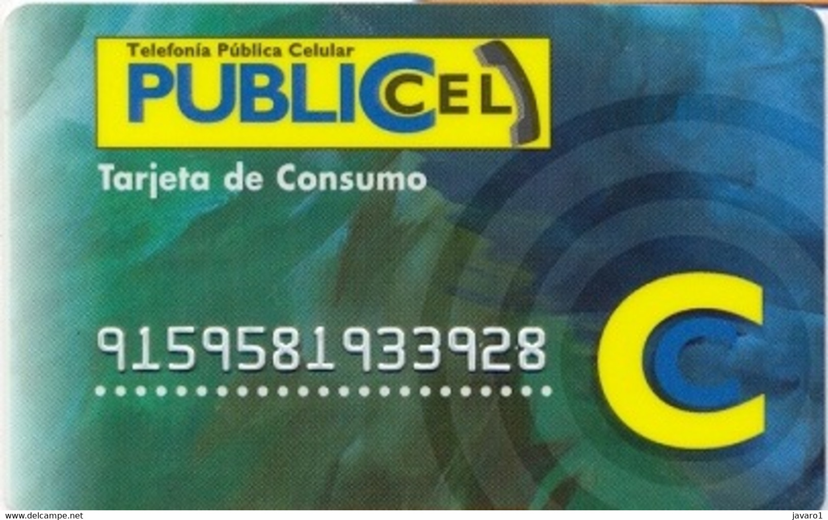 ECUADOR : ECU997A S/.5000 PUBLICEL Tarj. Consumo (Plastic+wallet) USED - Ecuador