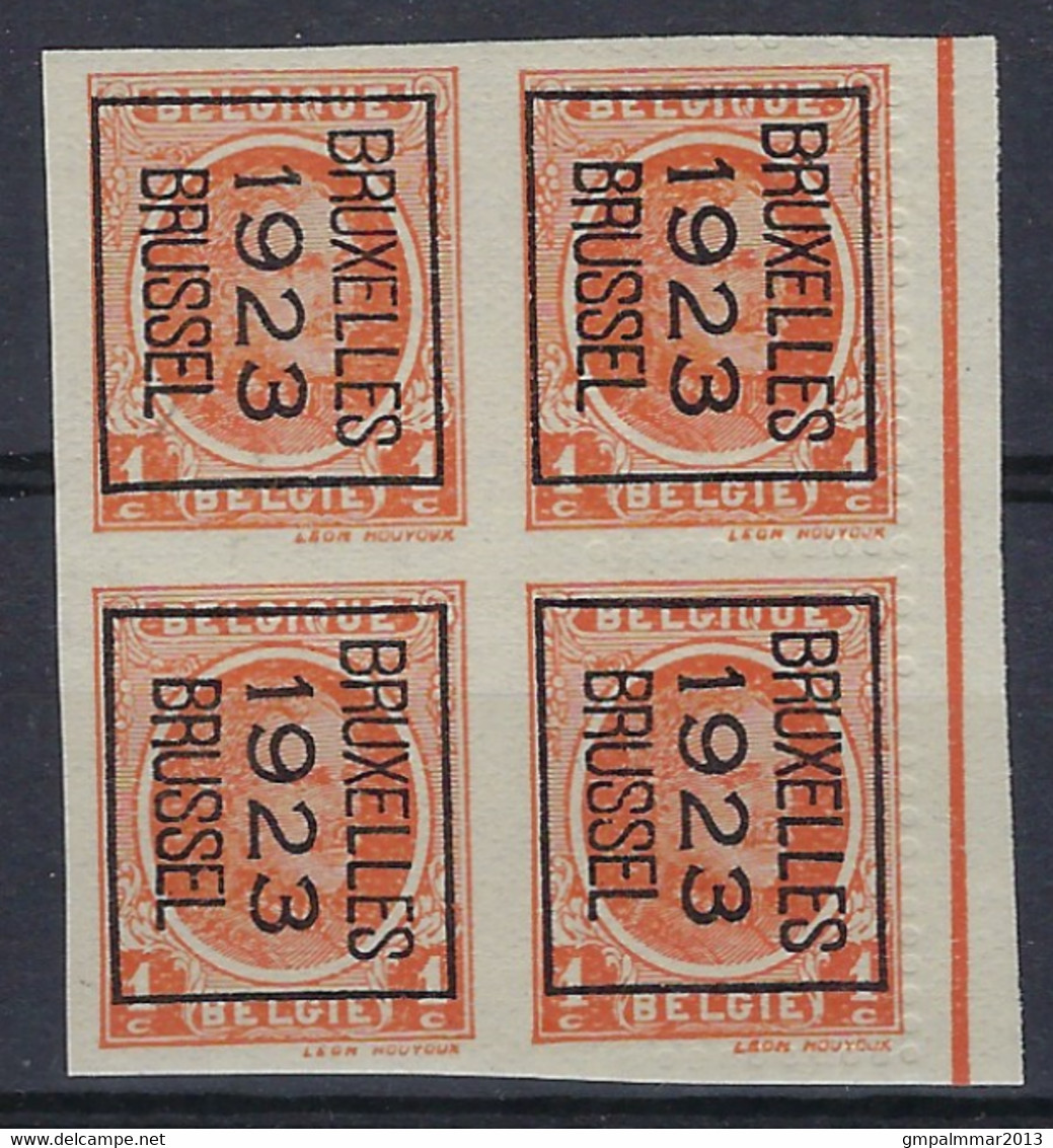 CURIOSITEIT HOUYOUX ONGETAND Nr. 190 TYPO Nr. 72 B BRUXELLES 1923 BRUSSEL In Blok Van 4 ** MNH , Zie 2 Scans ! - Typografisch 1922-31 (Houyoux)