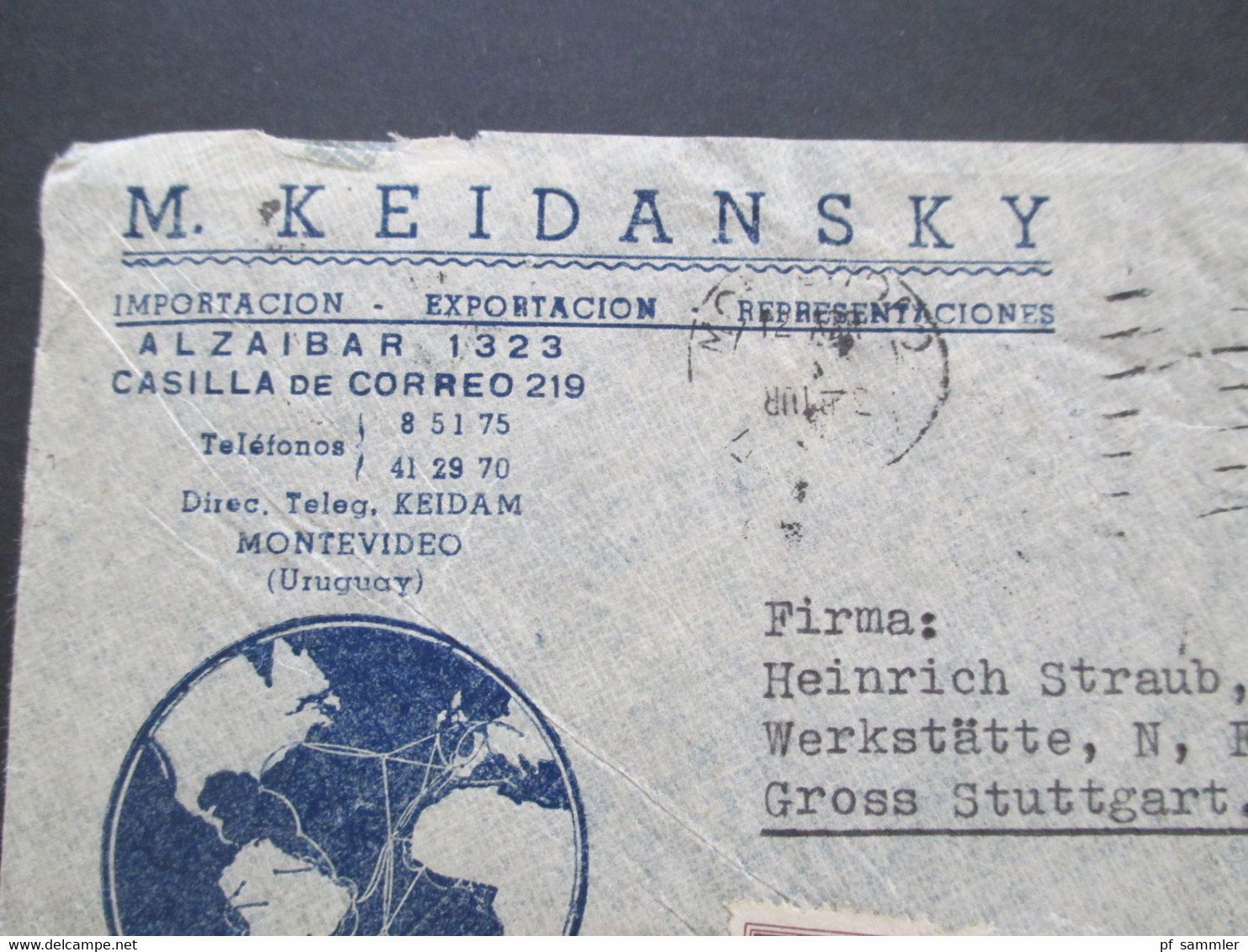 Uruguay Um 1948 Dekorativer Firmenumschlag M. Keidansky Importacion - Exportacion Alzaibar 1323 Casilla De Correo 219 - Uruguay